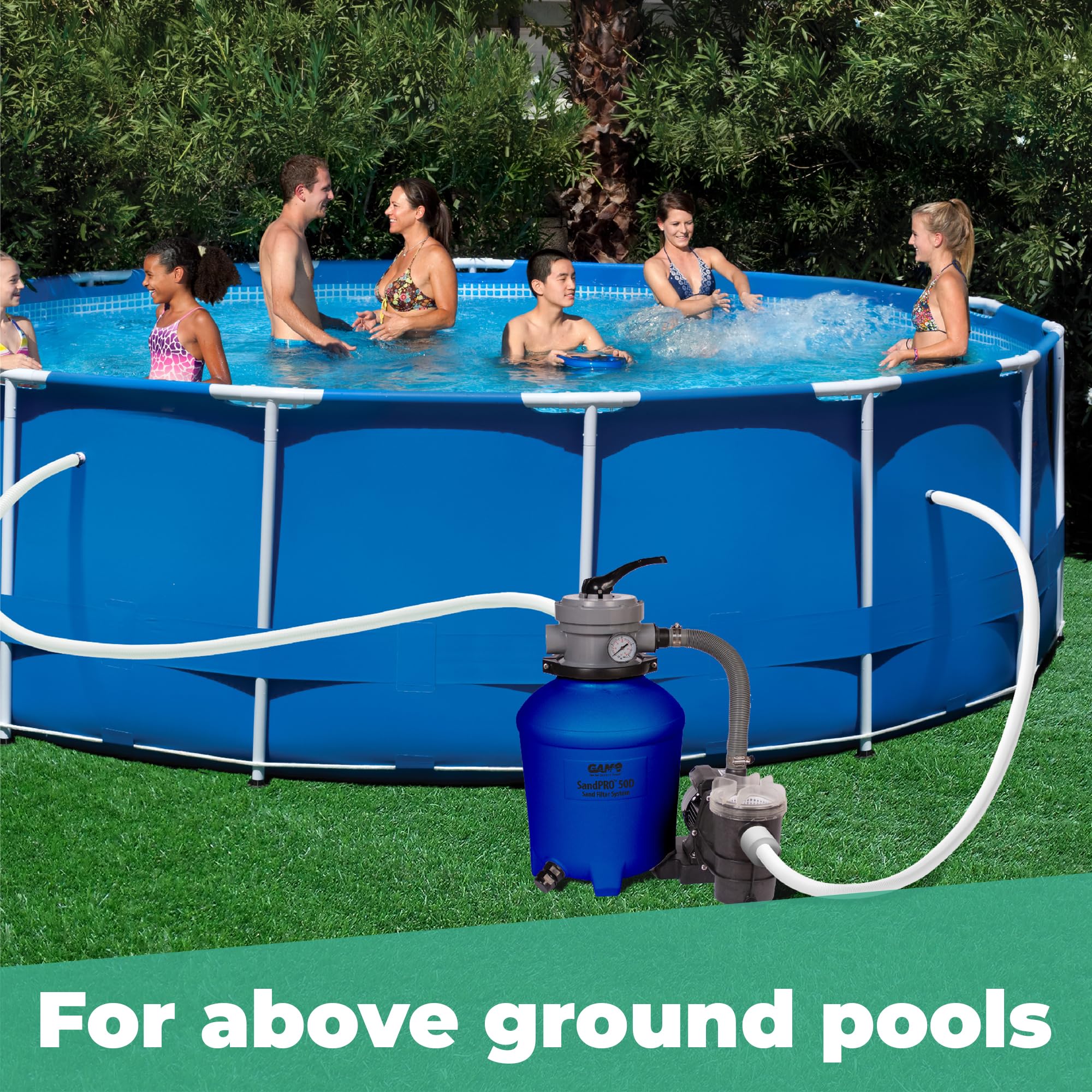 GAME 61201-BB SandPRO 50D Series 0.5HP Above Ground Pool Sand Filter Pump System - Compatible with Intex & Bestway Pools, High Power for Crystal Clear Water, Easy Maintenance, 24