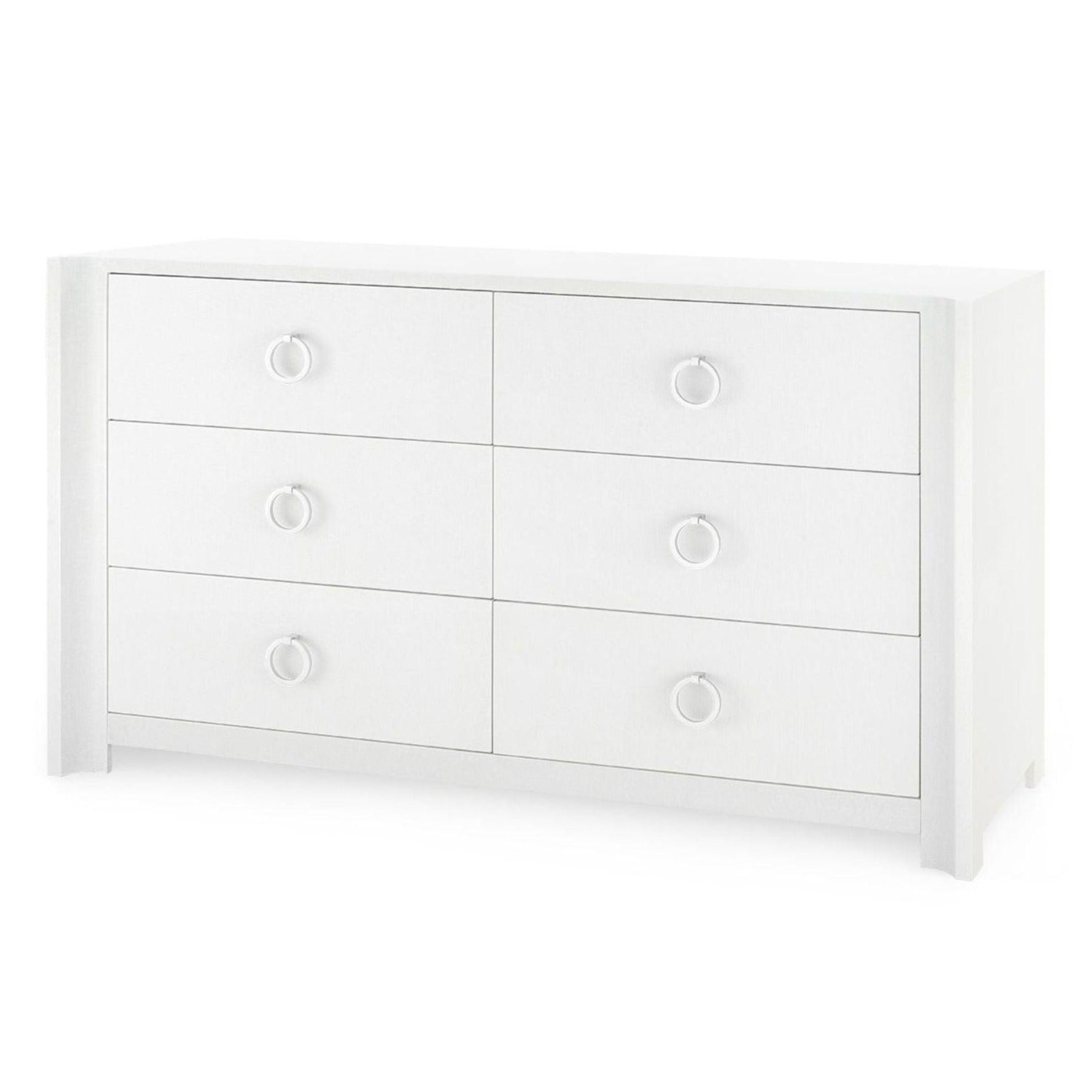 Audrey 6-Drawer Chest Dresser in Cream - Customizable Pulls for Bedroom & Living Room Storage