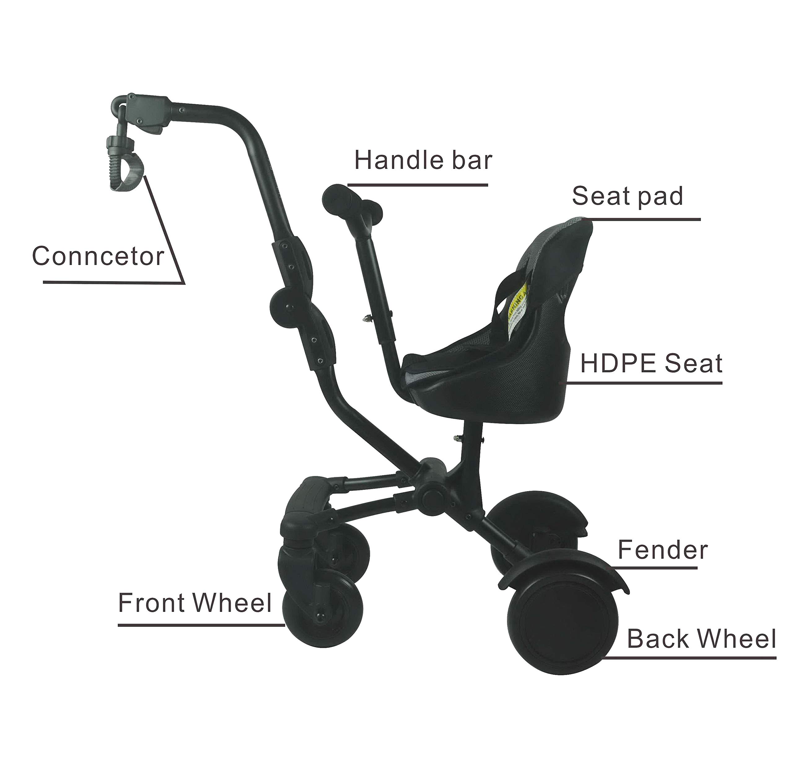 Englacha Uptown Rider - Universal Stroller Bike Attachment for Kids with Comfortable Padded Seat | Safe & Easy to Install | Fits Most Strollers | Perfect for Family Walks, Park Visits & Shopping Trips