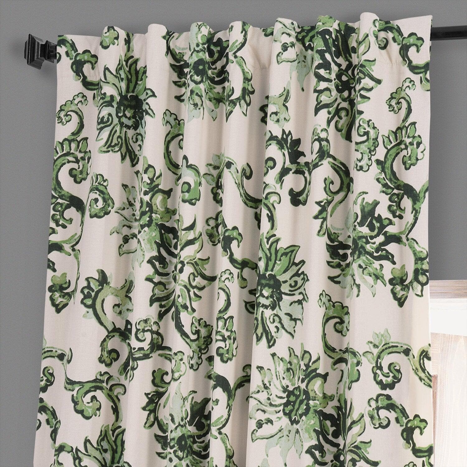 Premium Indonesian Green Floral Printed Cotton Blackout Curtains for Bedroom & Hotel - Noise Reducing, Thermal Insulated Window Drapes for Home Decor & Light Blocking
