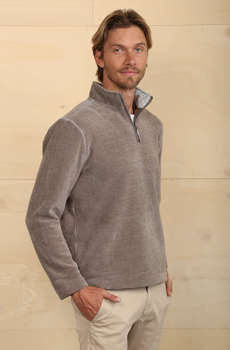TRUE GRID Grey Solid Long Sleeve Zip Neck Knit Sweater - Cozy Winter Pullover for Casual Outfits & Layering