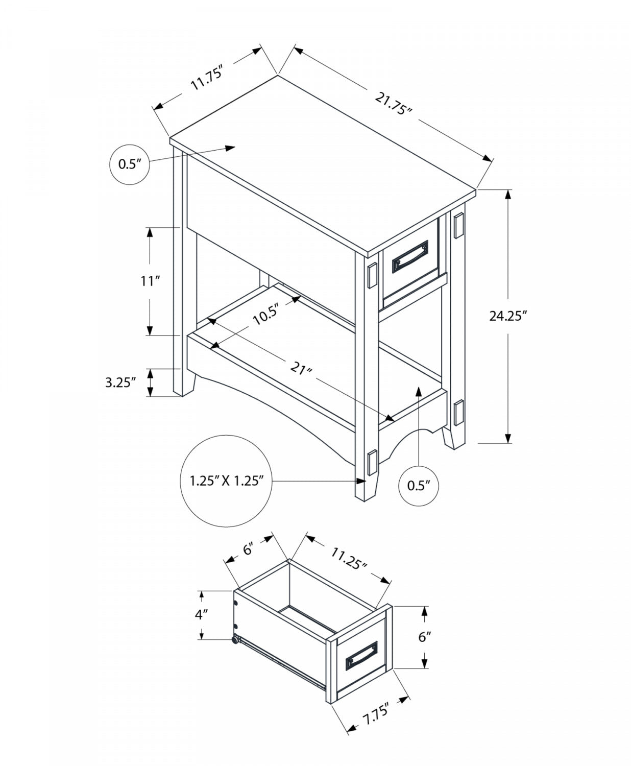 Aurea Walnut Side Table - Modern Nightstand for Bedroom, Living Room & Office - Small End Table with Sturdy Wooden Frame
