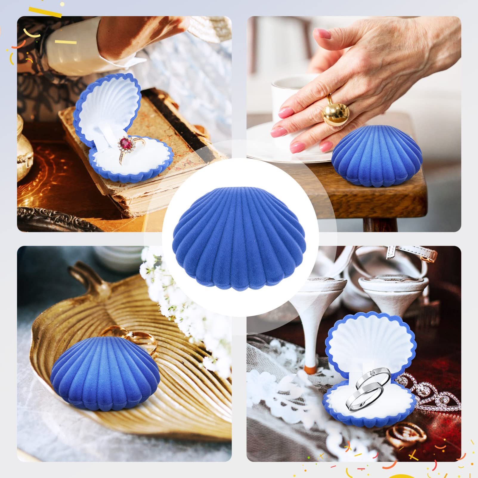 TOPBATHY 2-Piece Shell Jewelry Box Set - Elegant Ring Holder & Trinket Organizer for Earrings, Necklaces & Accessories | Perfect for Bedroom Vanity, Travel & Gift Giving