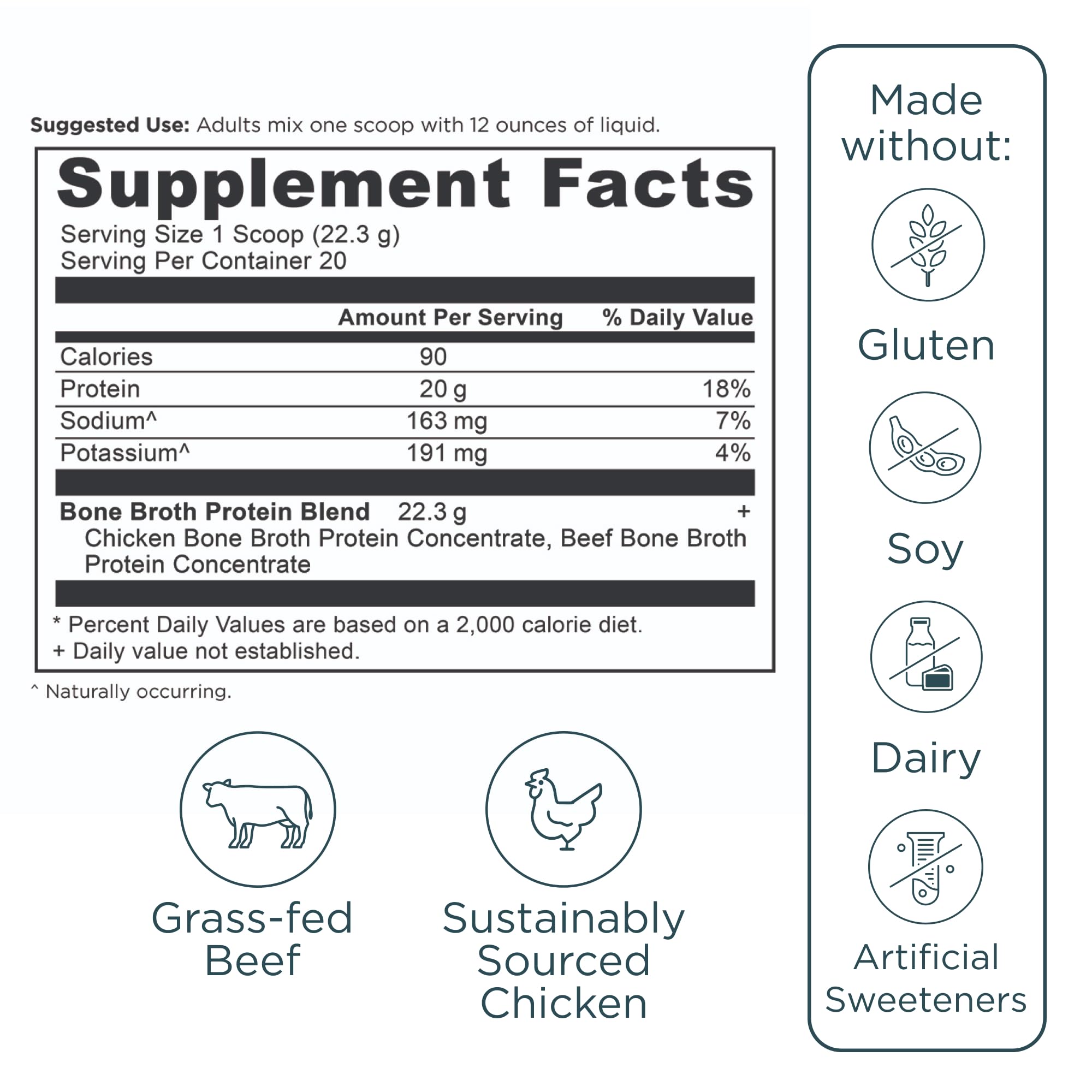Ancient Nutrition Bone Broth Protein Powder - Pure Flavor, 20 Servings | Grass-Fed Collagen Supplement for Gut Health, Joint Support & Recovery | Perfect for Keto, Paleo & Whole30 Diets