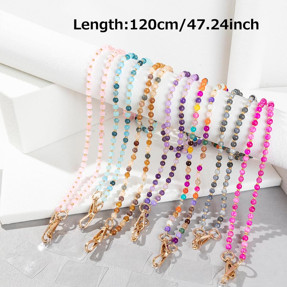 Universal Acrylic Beads Phone Lanyard - 120cm Adjustable Crossbody Strap with Tether Tab for iPhone, Samsung & Most Smartphones | Perfect for Hands-Free Use While Shopping, Traveling or Working