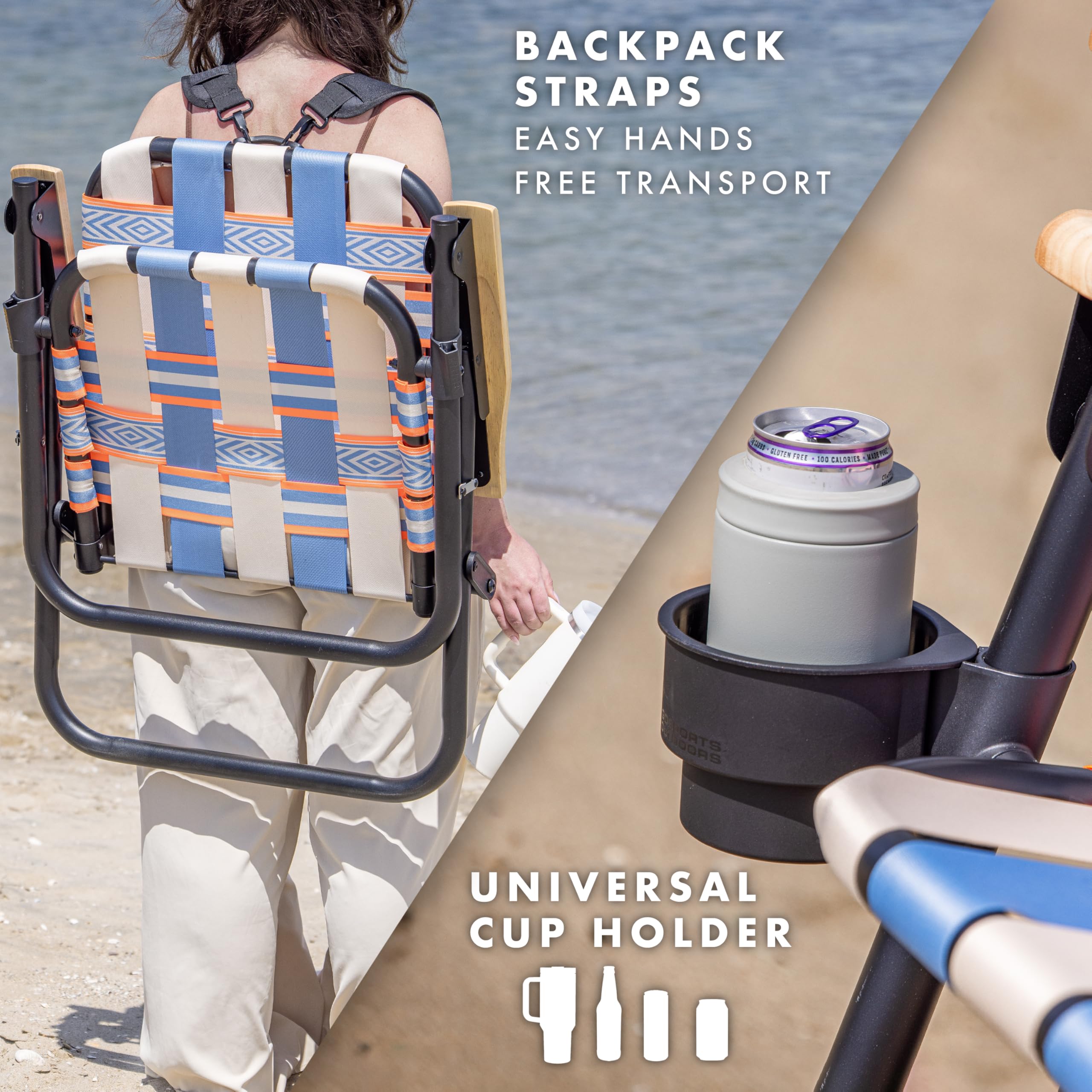 GoSports WOVN Beach Backpack Chair - Premium Folding Camping Chair with 9 Style Options | Perfect for Beach, Picnic, Camping, and Outdoor Adventures