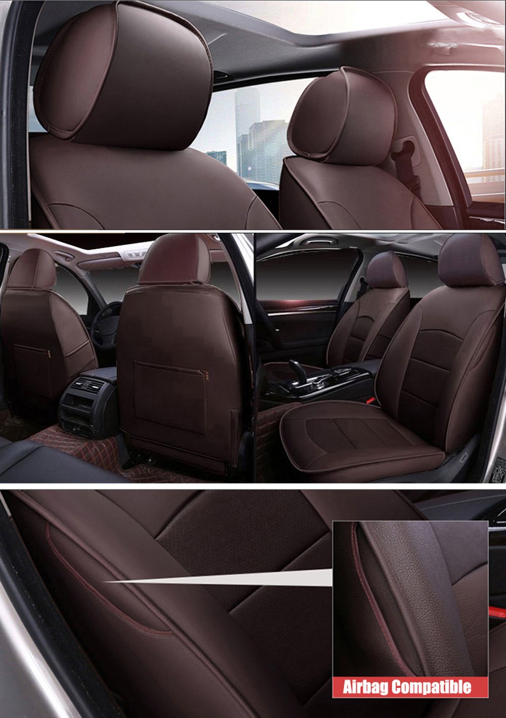 Genuine Leather Car Seat Cover for Toyota FJ Cruiser - 16PCS Custom Fit Set (Coffee) - Durable & Stylish for Daily Driving