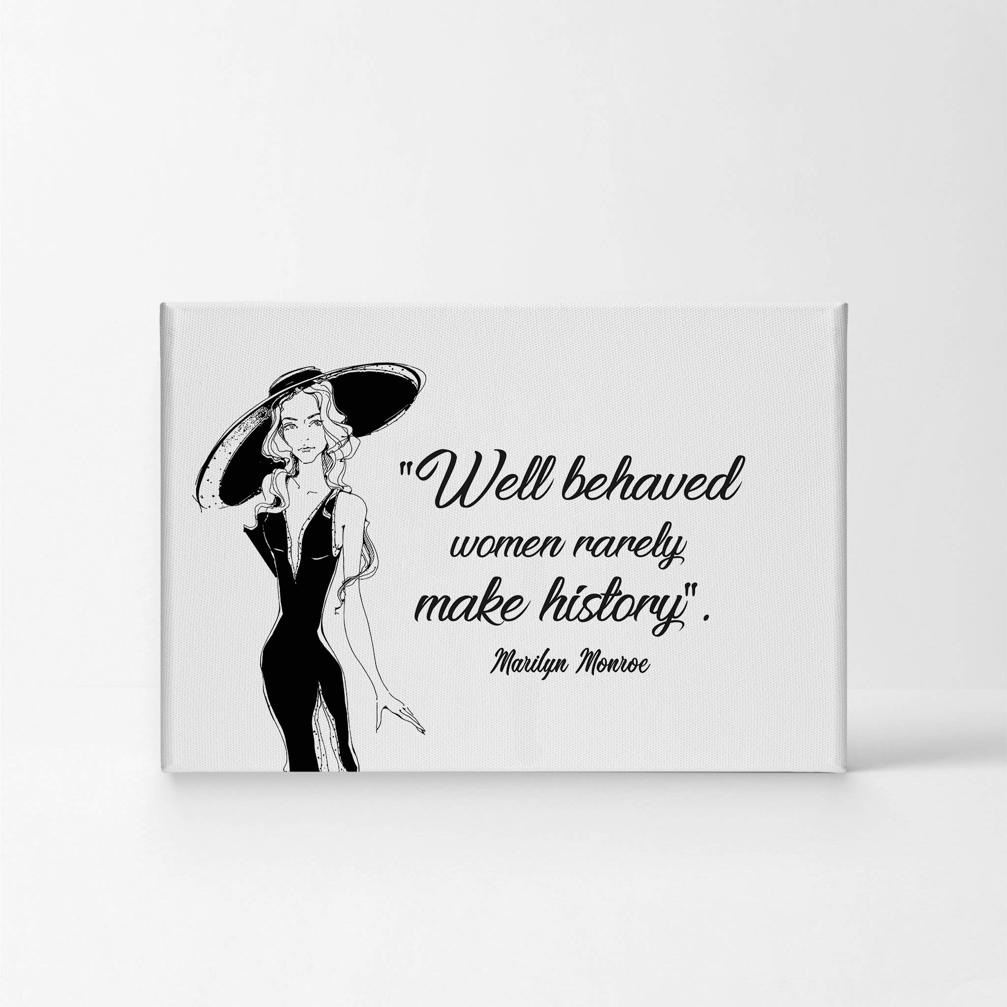 Smile Art Design 'Well Behaved Women Rarely Make History' Marilyn Monroe Quote Canvas Print - Glam Fashion Wall Art for Office, Teen Girl Room, Women's Dorm & Living Room Decor (30x40, Ready to Hang) - Perfect for Feminist Inspiration & Motivational Home Decor