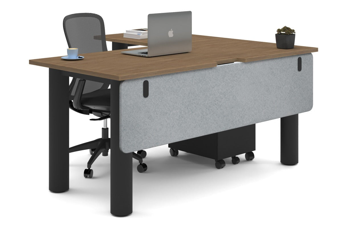 L-Shaped Corner Office Desk with Quadro Cylinder Legs - 1600L x 1800W Dimensions, Cable Management Scallop - Perfect for Home Office, Gaming Setup & Workspace Organization