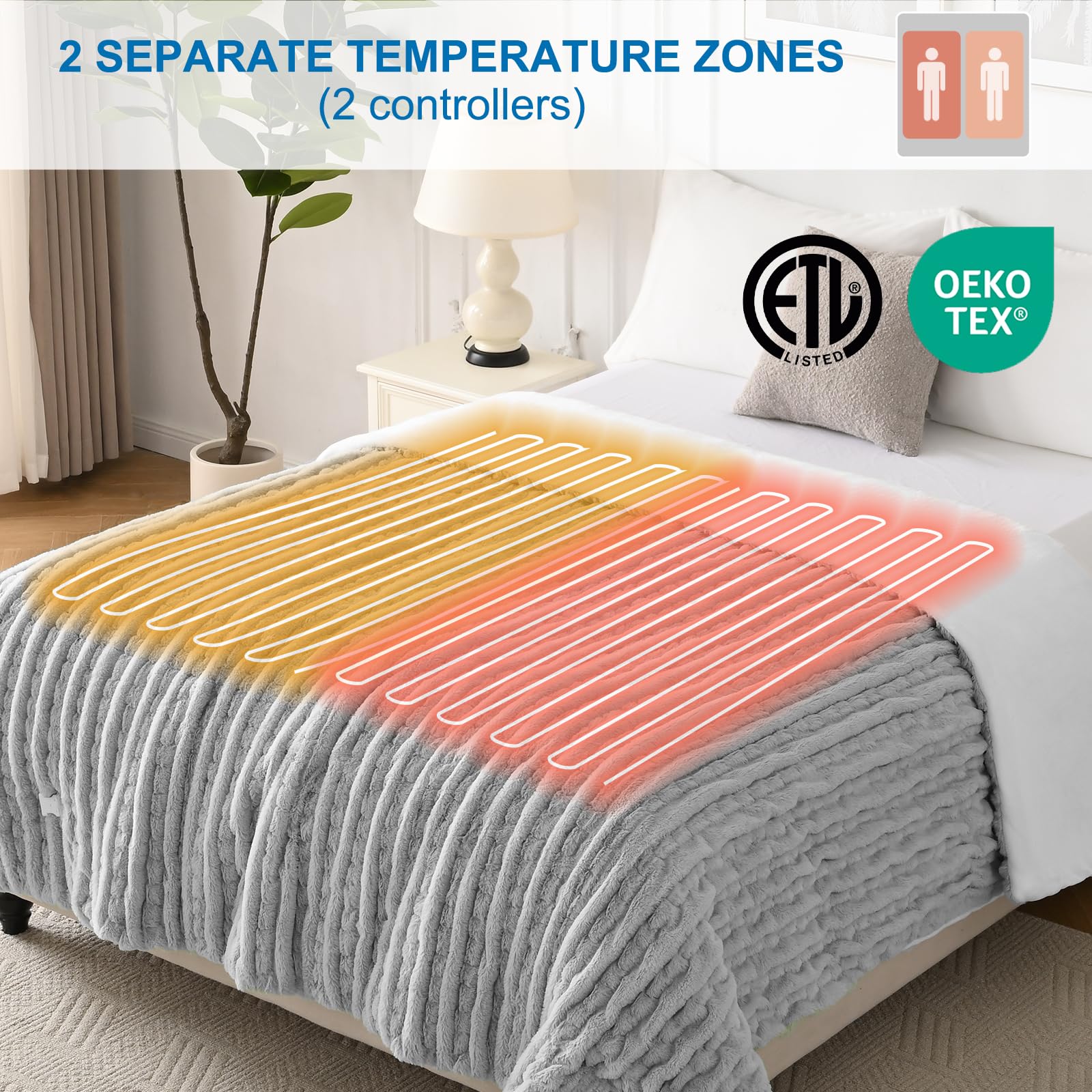 RHEIN HOME Electric Heated Blanket Queen Size 84