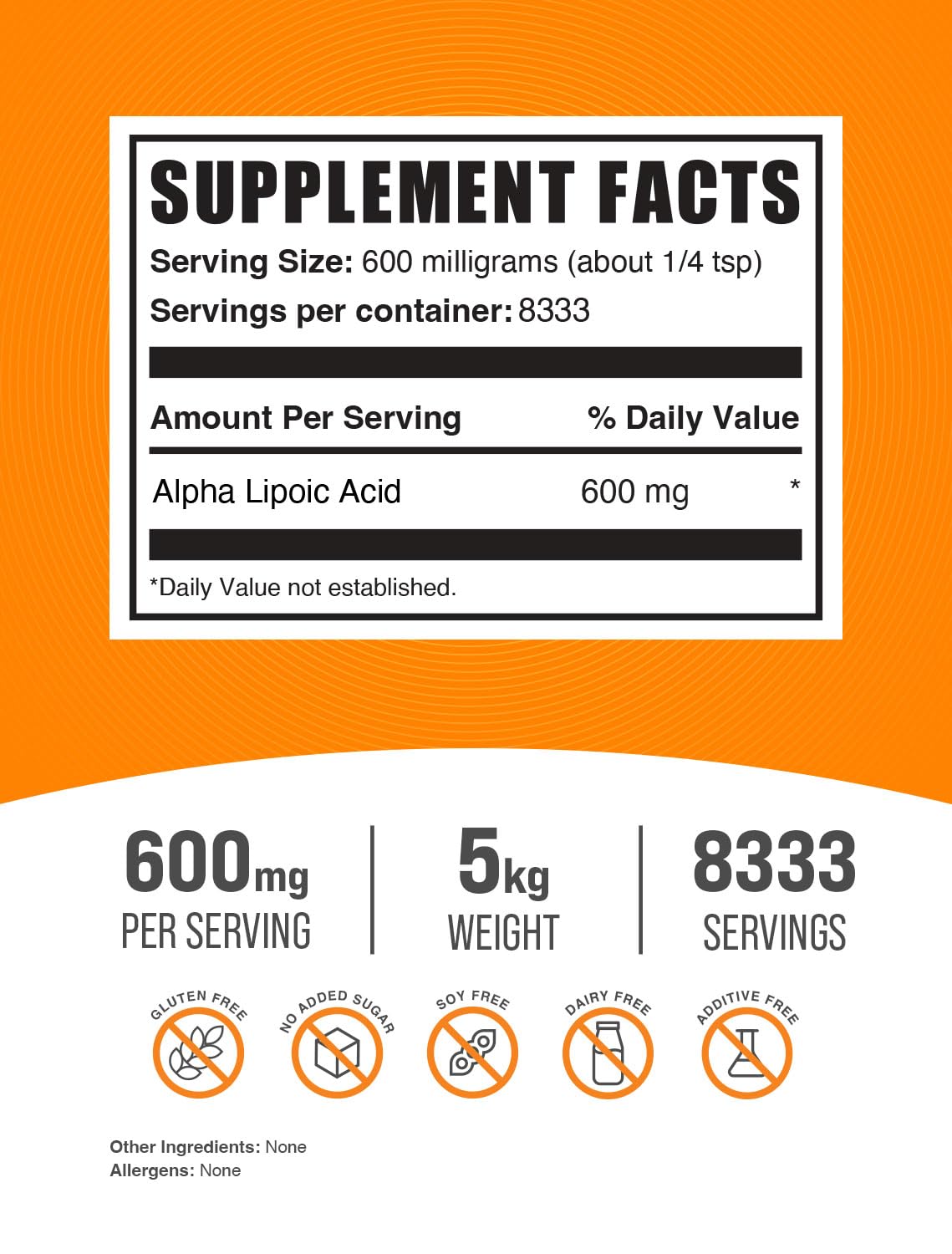 Bulk Alpha Lipoic Acid Powder 600mg per Serving - 5kg (11 lbs) ALA Supplement for Antioxidant Support, Blood Sugar & Nerve Health - Gluten Free, Vegan - Perfect for Smoothies, Shakes & Wellness Routines