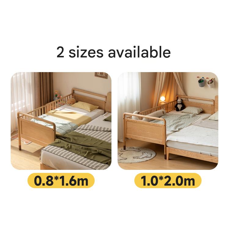 Premium Oak Solid Wood Toddler Bed - Convertible, Multi-Functional Kids Bed with Safety Rails | Perfect for Nursery, Daycare & Small Bedrooms