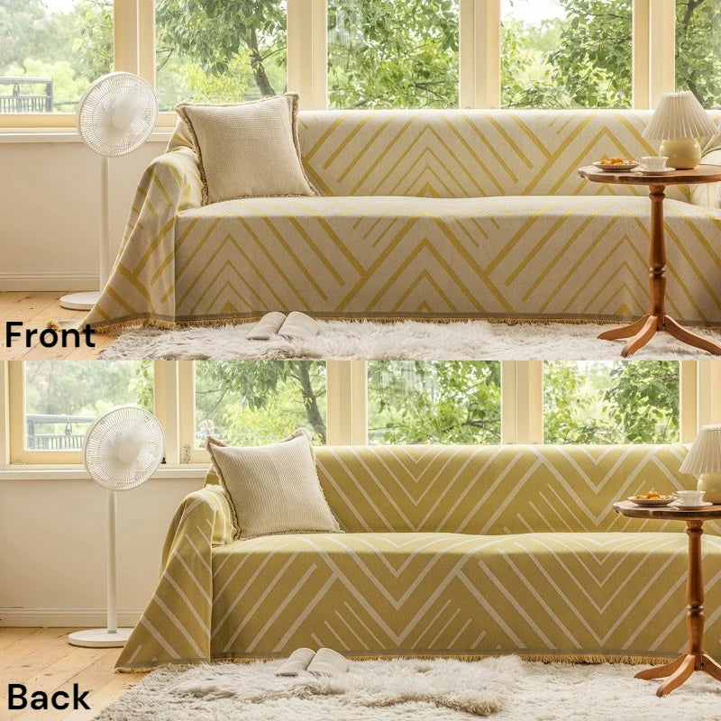 Reversible Chevron Sofa Cover Throw - Stretchable Furniture Protector for Couches, Loveseats & Sectionals - Perfect for Pets, Kids & Spills - Home Decor & Living Room Essentials