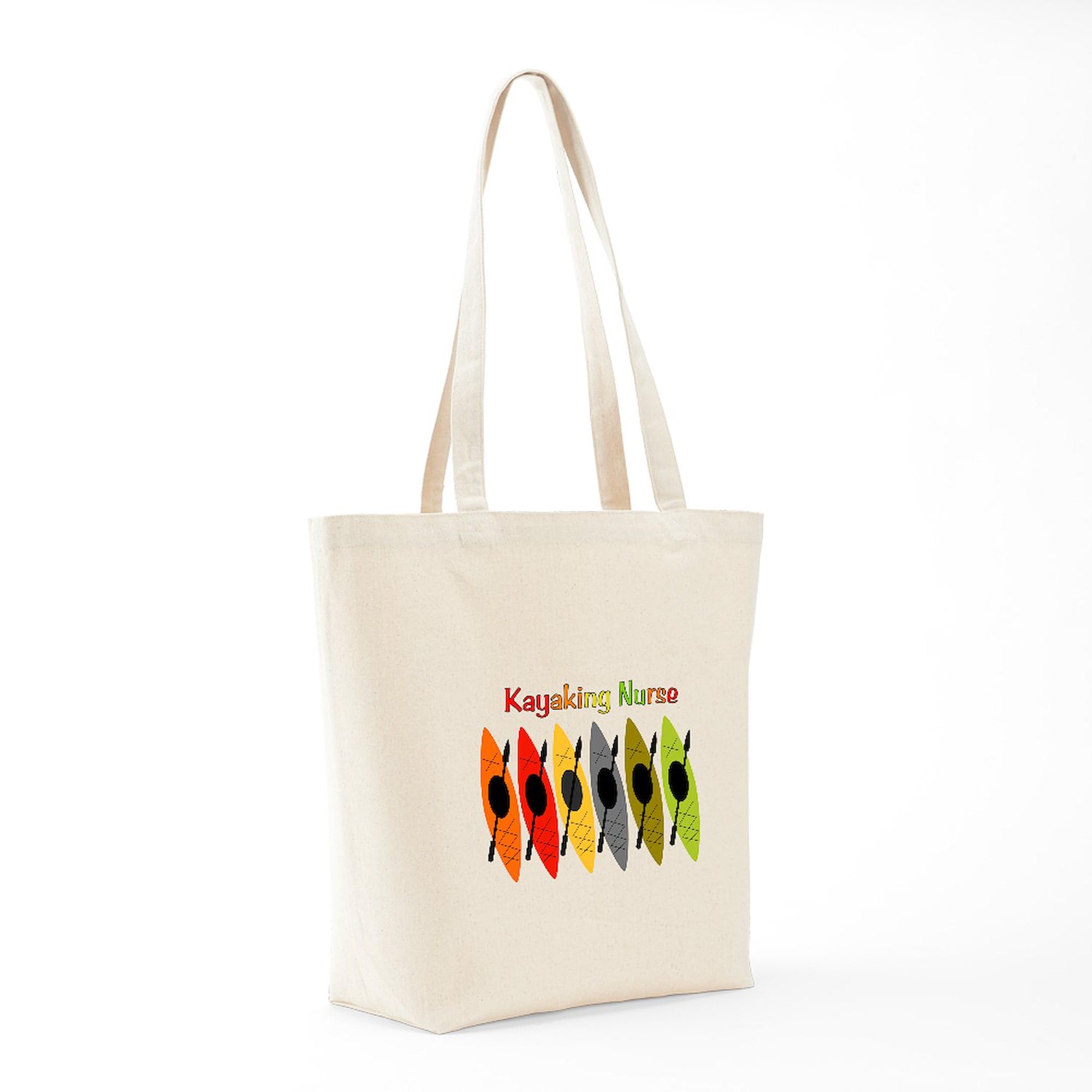 Kayaking Nurse Tote Bag - Natural Canvas Reusable Shopping Bag for Nurses, Medical Professionals & Outdoor Enthusiasts | Perfect for Work, Groceries & Beach Trips