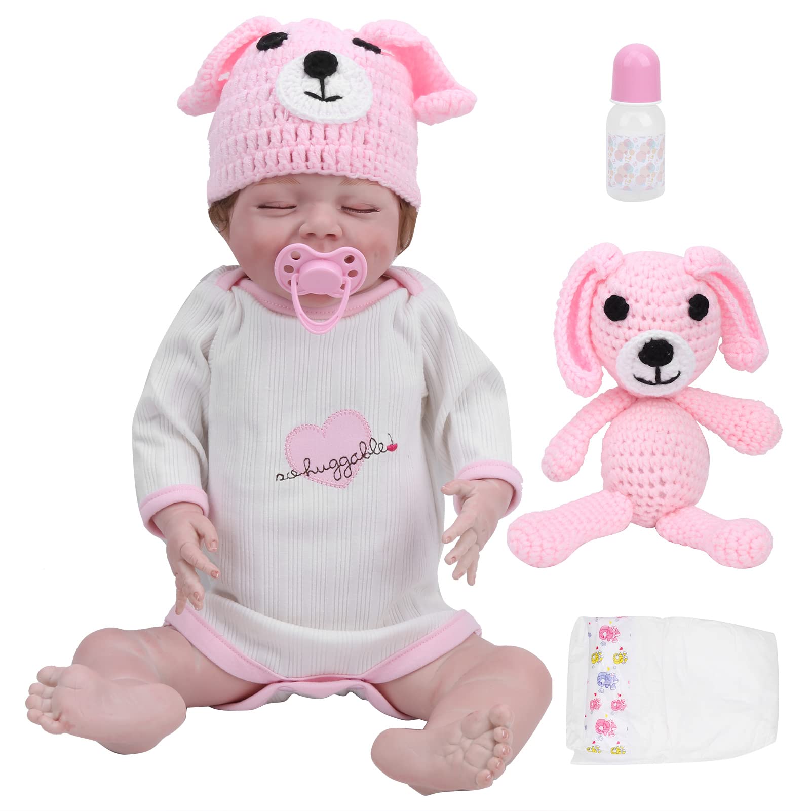Lifelike Reborn Baby Doll 55cm - Realistic Poseable Vinyl Newborn Toddler Girl Doll with Closed Eyes - Perfect Birthday Gift for Girls Age 3+ | Great for Role Play, Collecting & Emotional Comfort