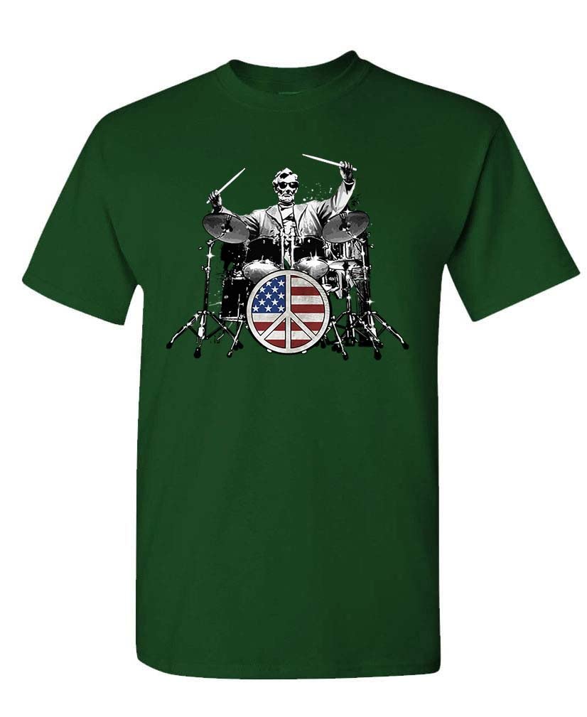 ABE Lincoln Drums Rock 101 America Flag Unisex T-Shirt | Patriotic Music Lover Tee for Men & Women | Perfect for Concerts, Fourth of July & Casual Wear