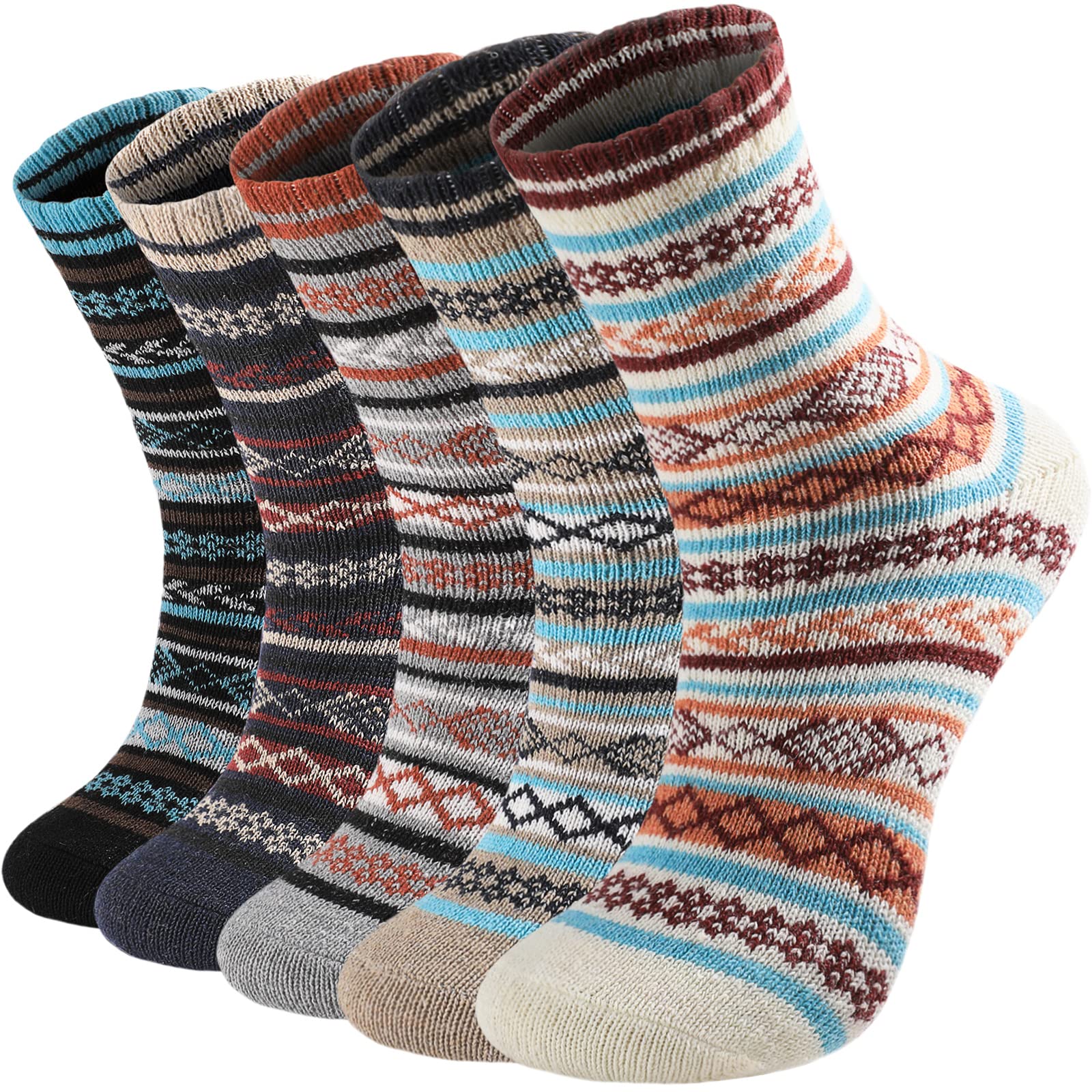 5 Pairs Soft Cozy Warm Wool Boot Socks for Women - Winter Thermal Hiking Socks for Outdoor Activities & Cold Weather Comfort