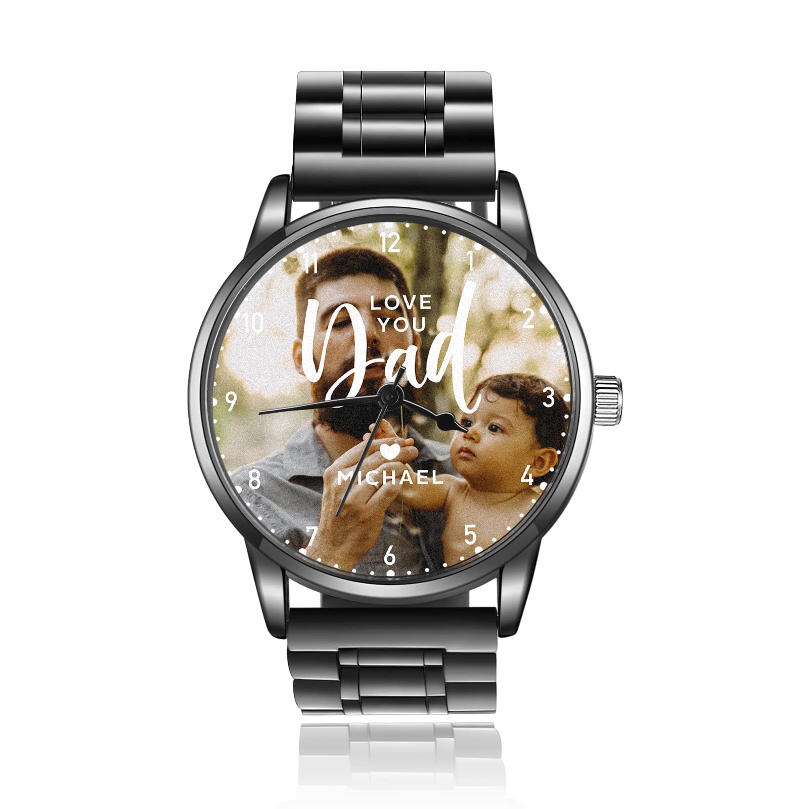 **Personalized Photo Watch for Men - Custom Engraved Name & Picture Stainless Steel Wristwatch - Unique Gift for Dad, Father, Husband - Perfect for Birthdays, Anniversaries & Father's Day**