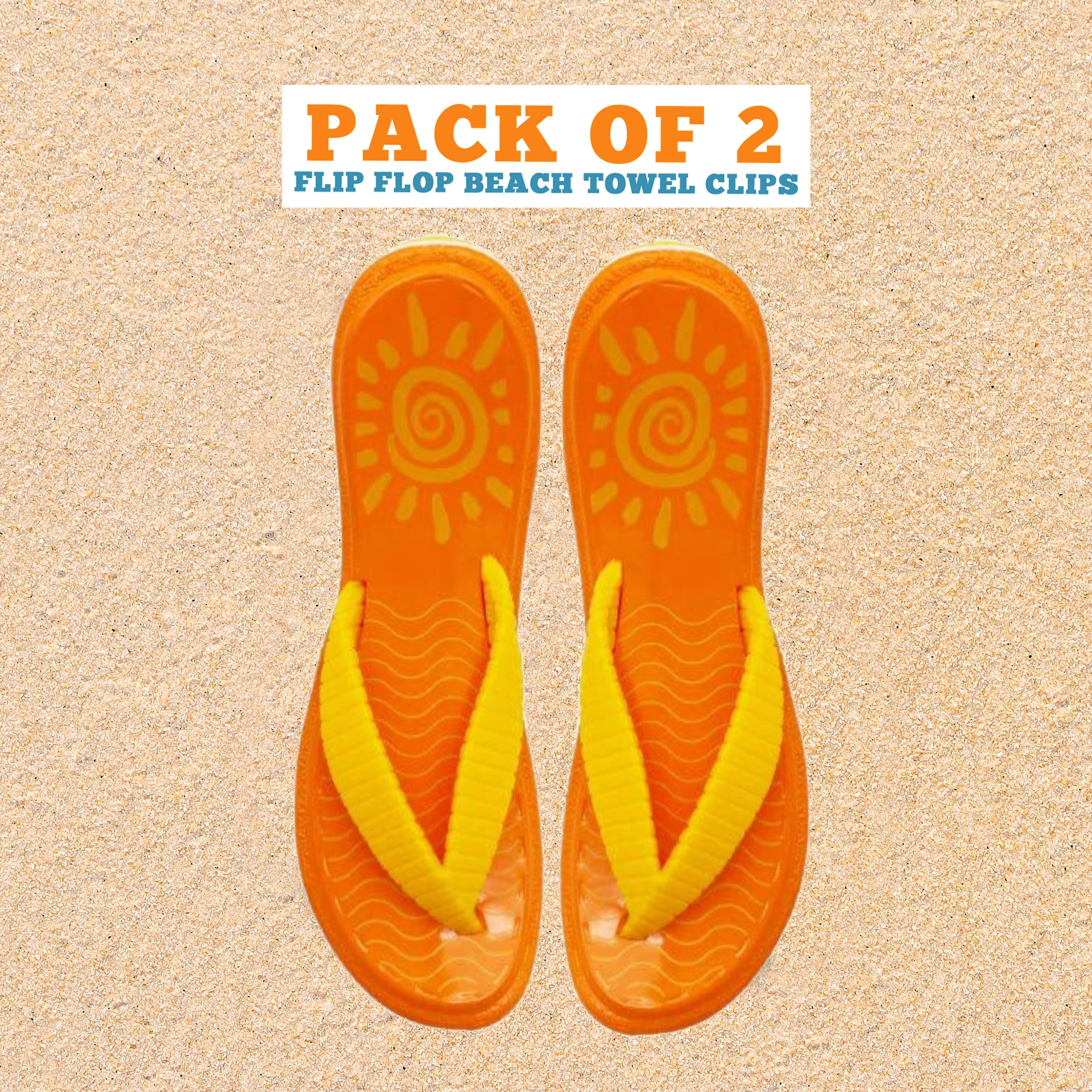 PERFORMORE 2-Pack Beach Towel Clips - Secure & Portable Towel Holder for Beach Chairs, Deck, Patio, Pool, Boat & Cruise - Lounge Chair Accessories (Orange) - Perfect for Travel, Vacation & Outdoor Relaxation