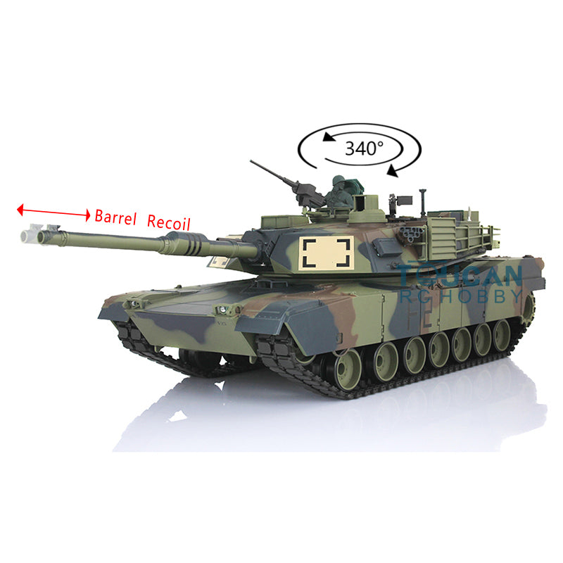 2.4Ghz Henglong 1:16 Scale 7.0 Plastic M1A2 Abrams RC Tank with Barrel Recoil - RTR 3918 Model 340 Turret Armored Vehicle - Perfect for Military Enthusiasts & RC Hobbyists (Battle Simulation & Collectible Display)