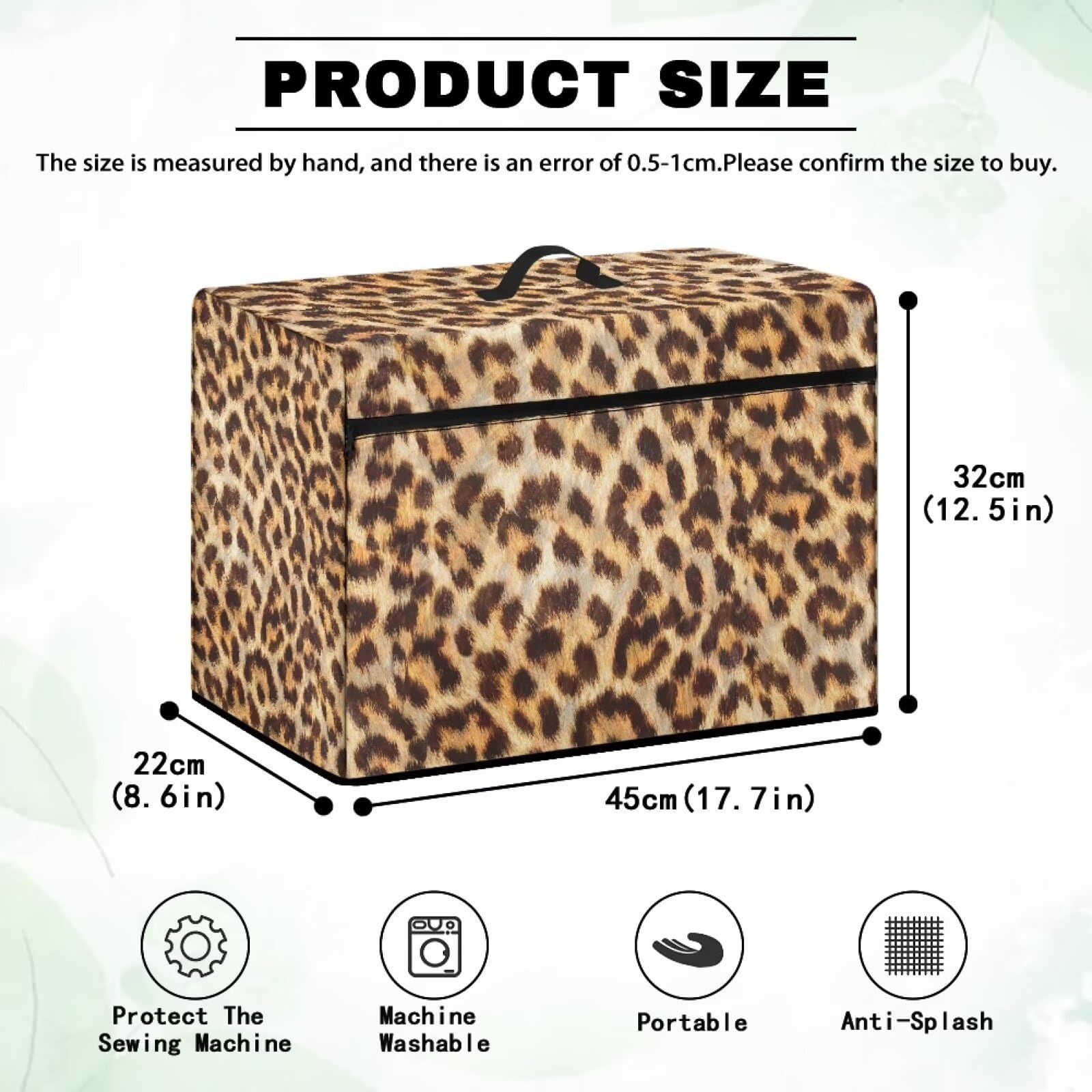 Waterproof Leopard Print Sewing Machine Cover with Pockets & Side Handle - Dust Protection for Singer, Brother, Janome - Perfect for Home Studios & Craft Rooms