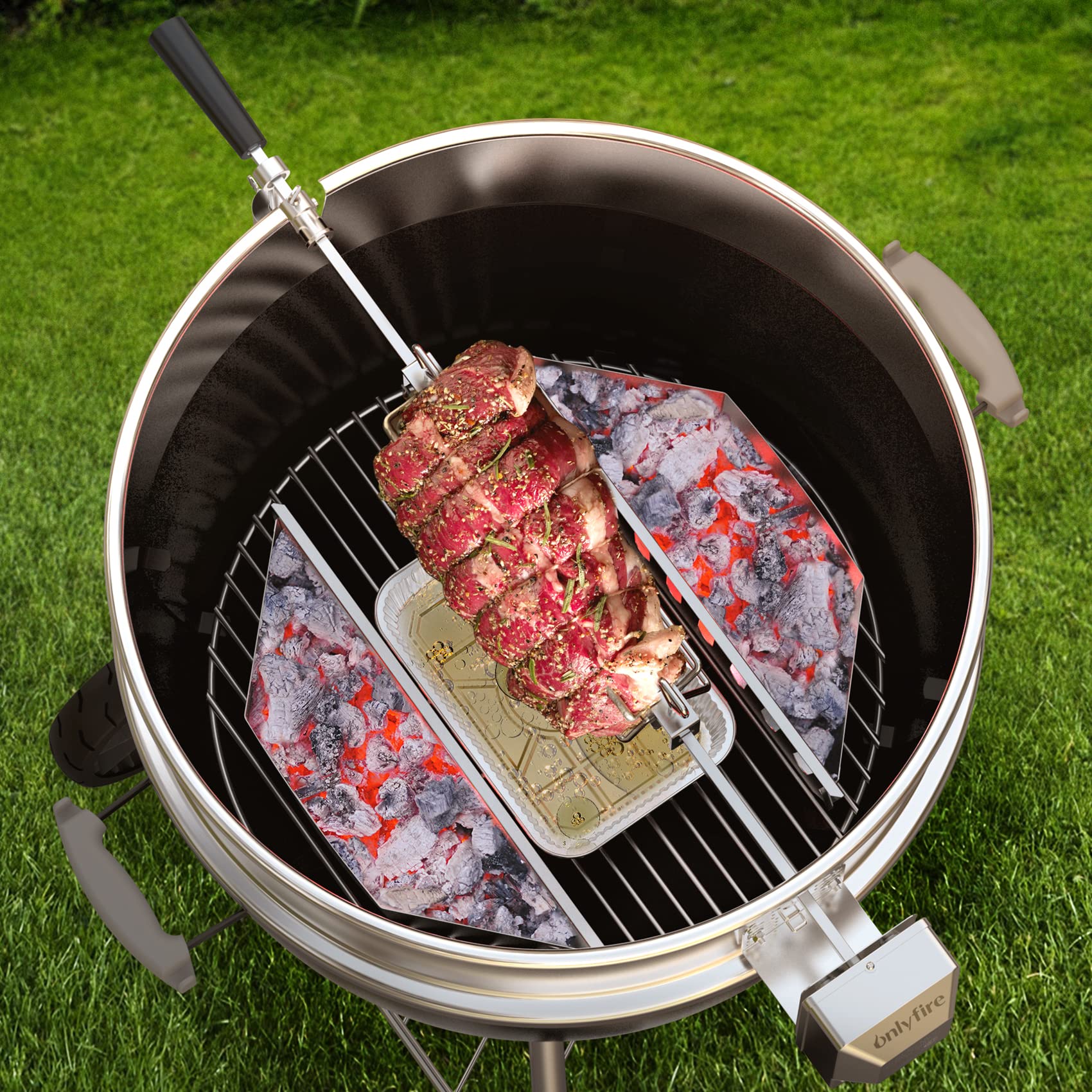 OnlyFire Premium Stainless Steel Rotisserie Ring Kit for Weber 22