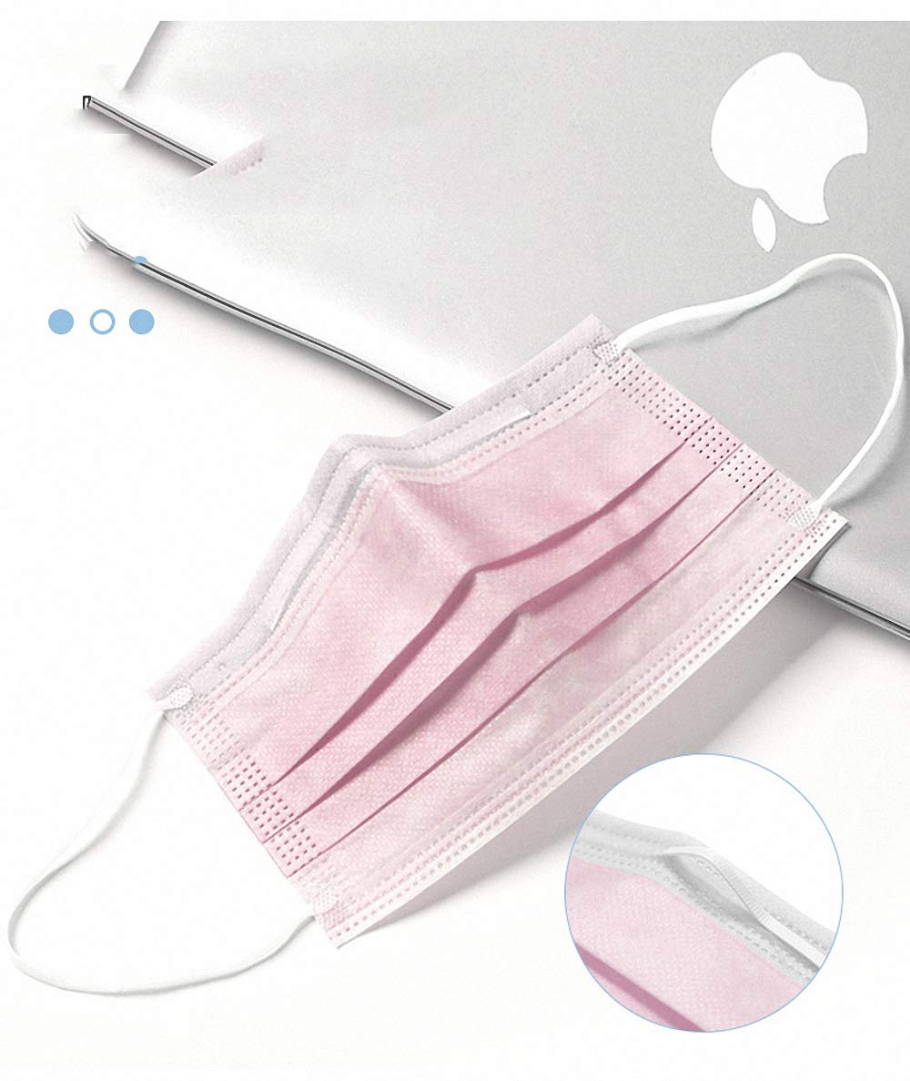 2000 Pcs Bulk Disposable Face Masks - 3-Layer Thick & Breathable Protection (Pink) - Ideal for Daily Use, Travel, and Public Safety
