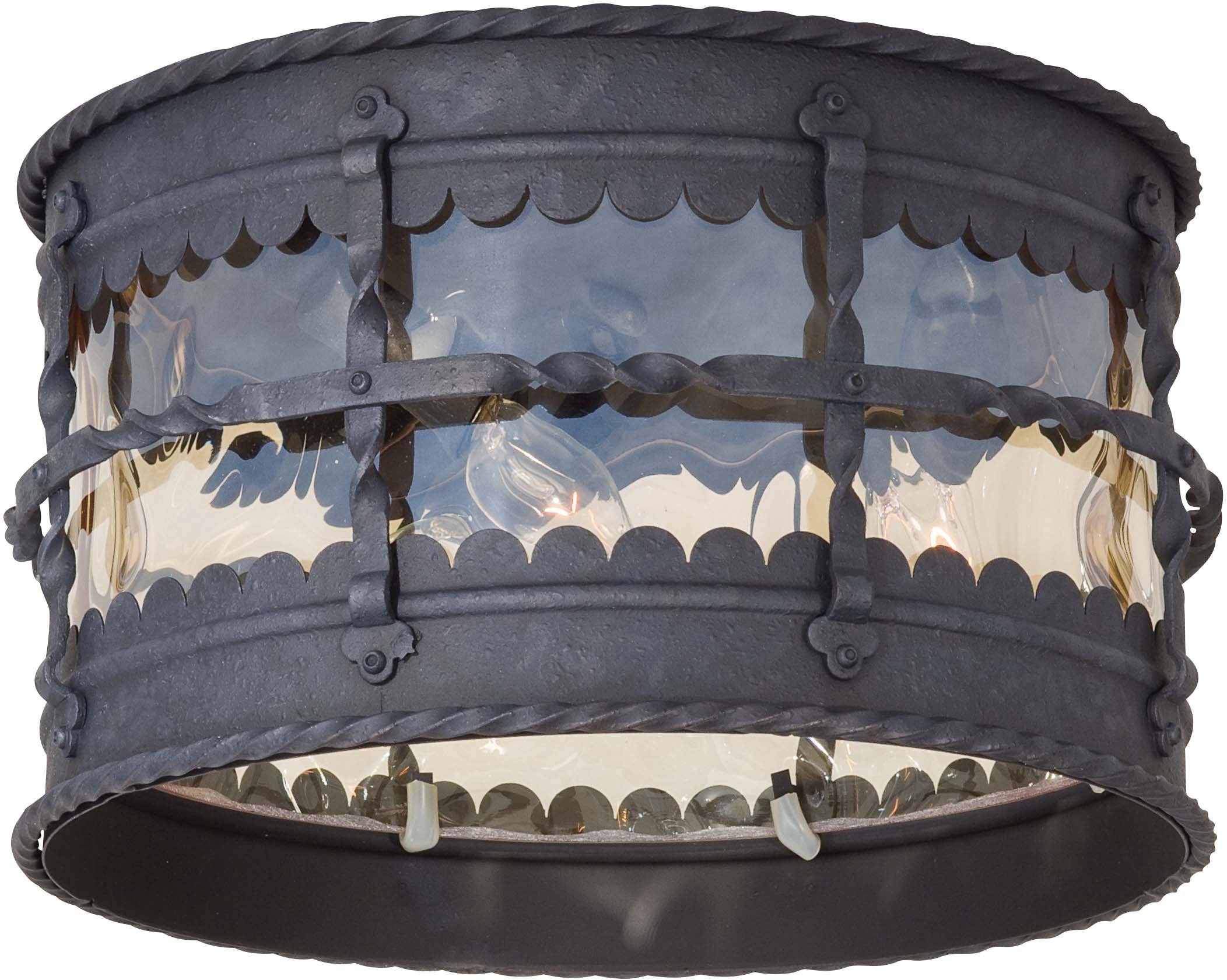 Minka Lavery Mallorca Flush Mount Outdoor Ceiling Light 8889-A39 - 180W Iron Fixture for Patio, Porch & Garden Lighting