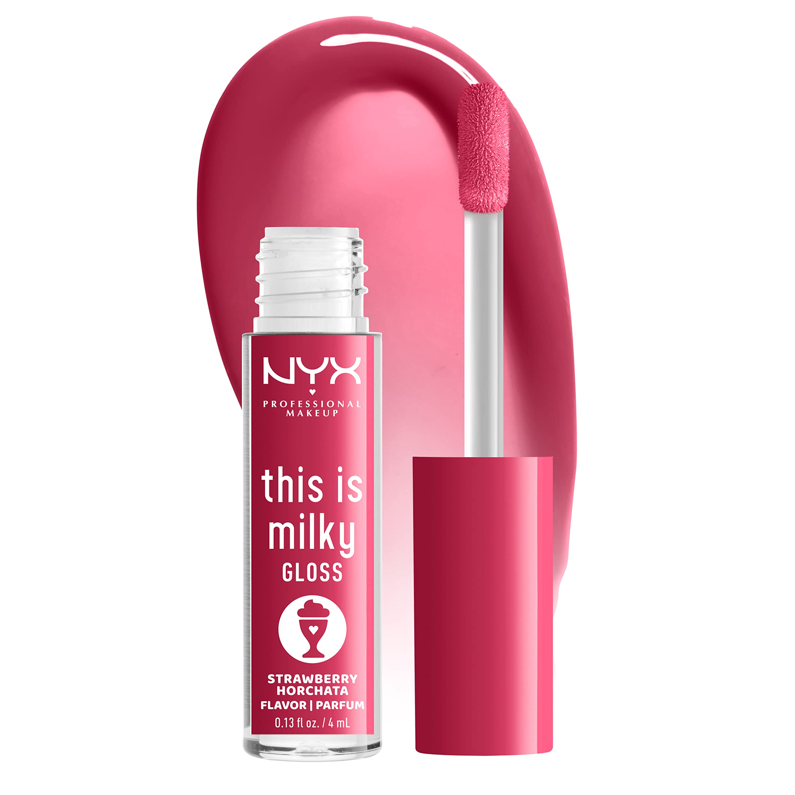 NYX Professional Makeup This Is Milky Gloss - 12 Hour Hydrating Vegan Lip Gloss in Strawberry Horchata (Mauve Pink) - Perfect for Everyday Wear & Night Out Makeup