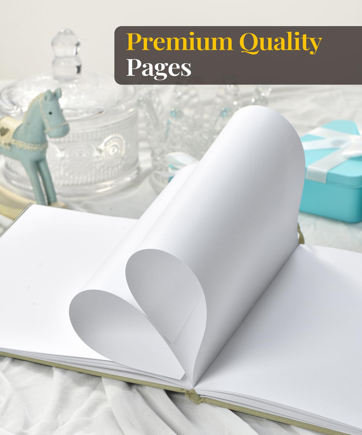 Elegant Wedding Guest Book - Classic Guest Book for Wedding Reception, Baby Shower, Bridal Shower, Birthday & Graduation - 100 Blank Pages for Signatures & Photos - Beige Guest Sign in Book - Perfect for Wedding Memories, Baby Shower Keepsakes & Special Events