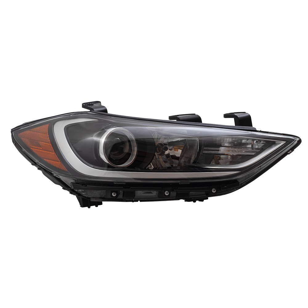 Brock Replacement Headlight Assembly for 2017-2018 Hyundai Elantra Sedan - Passenger Side Halogen Headlamp with DRL (Daytime Running Lights) - Part #92102-F3010 / 92102F3010 - Perfect for Night Driving & Enhanced Visibility