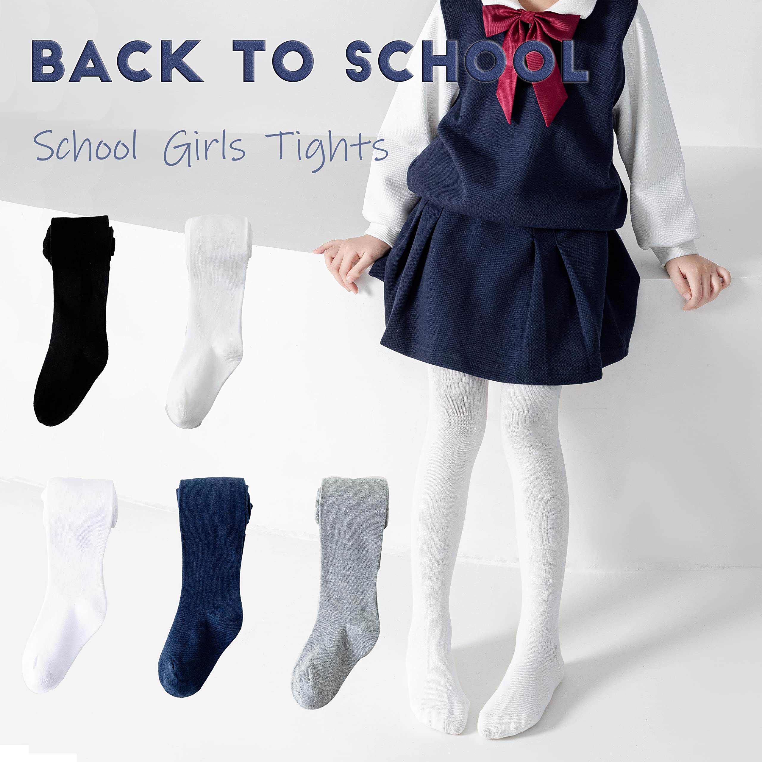 Marchare Girls Winter Tights - Thick Cotton Solid Leggings for Kids, Warm Stockings 2/3 Pack - Perfect for School Uniform & Cold Weather Outfits