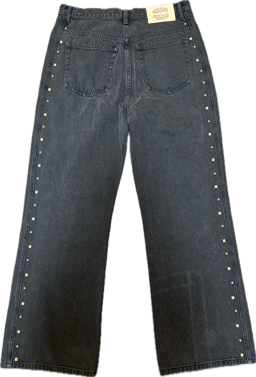 HOMME+FEMME Studded Denim Jeans for Men & Women - Trendy Rhinestone Embellished Stretch Skinny Jeans - Perfect for Night Out, Party and Casual Wear