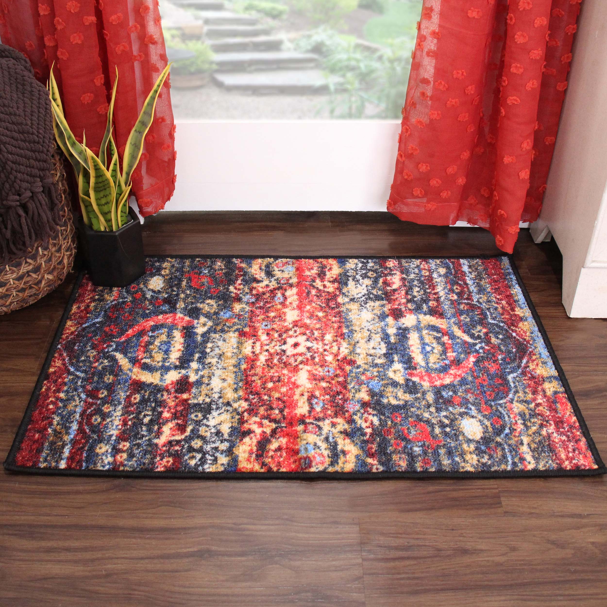 Oswell Medallion Non-Slip Washable Indoor Area Rug - Non-Skid Living Room Carpet, Soft Floor Mat for Bedroom, Hallway Runner - Perfect for Home Decor & High Traffic Areas