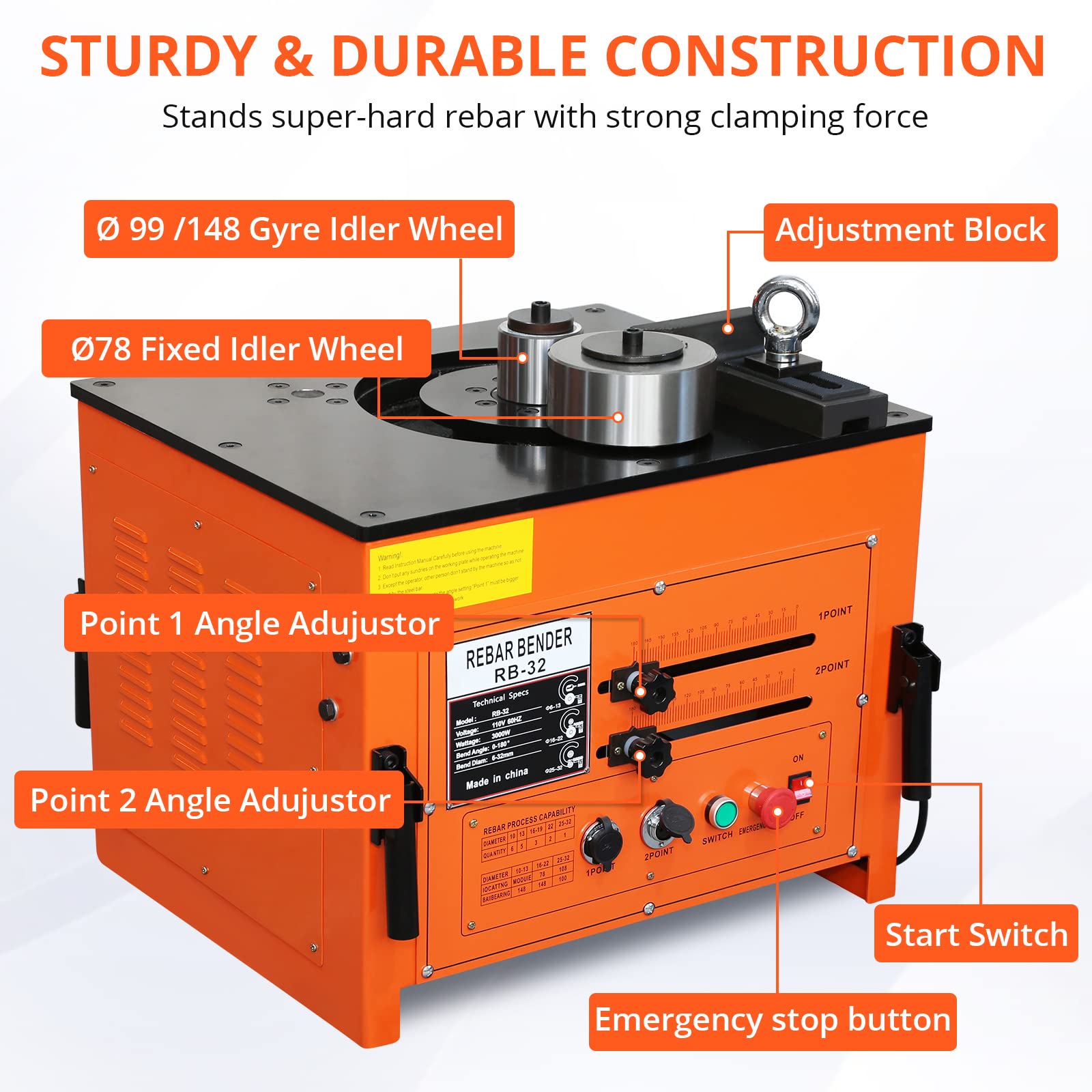 GARVEE 3000W Heavy Duty Electric Tube Bender - 1.3 Inch Pipe Bending Machine with 0-180° Adjustment for Metalworking & Plumbing | Perfect for HVAC, Automotive Repair & DIY Projects