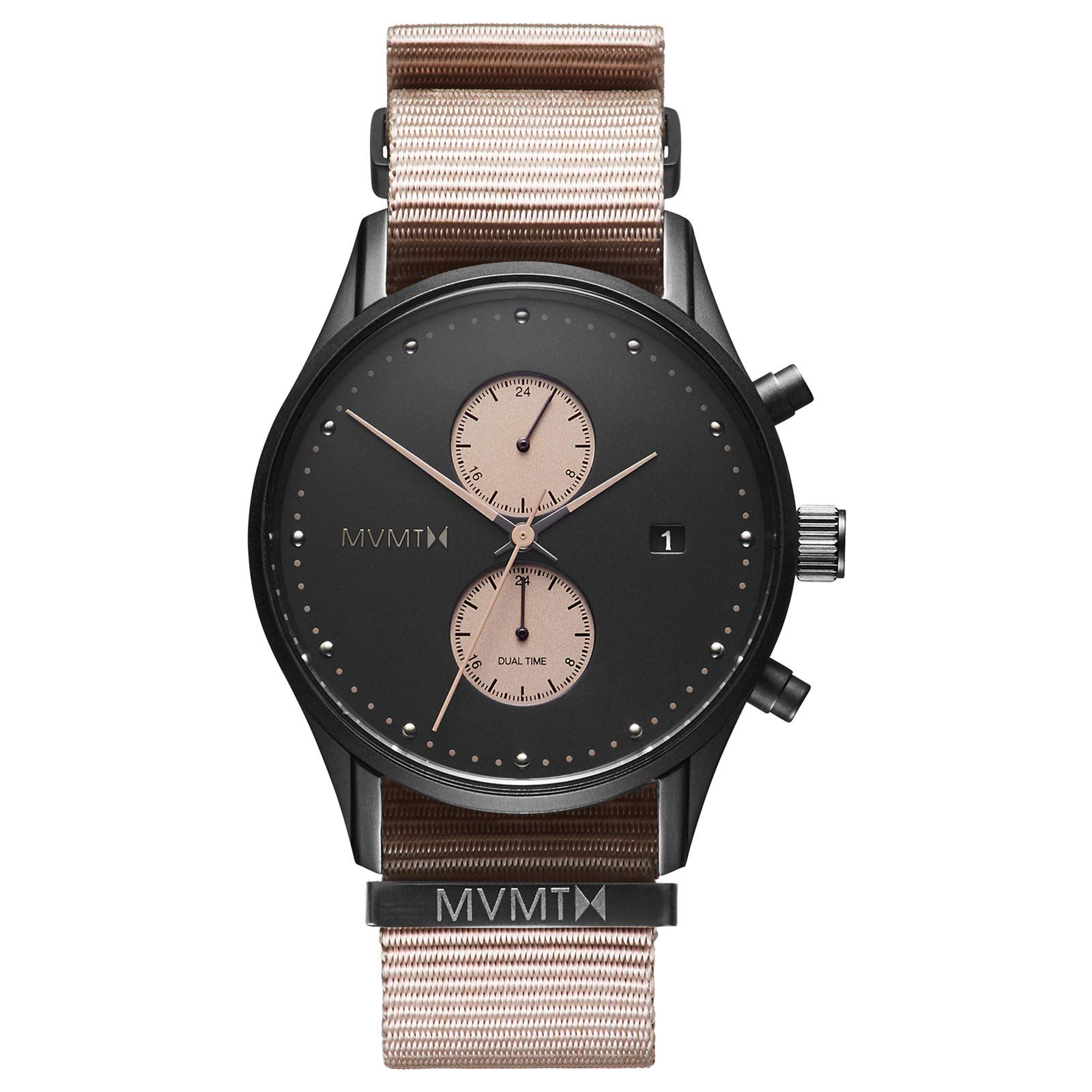 MVMT Men's Voyager Analog Watch with Dual Time Zones - Stylish Waterproof Chronograph for Business Travel & Outdoor Adventures
