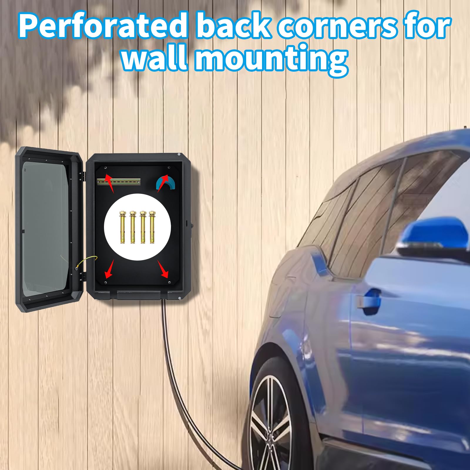 Tesla Charger Station Protection Box - Waterproof & Dustproof EV Charging Enclosure for Tesla & Most Electric Vehicles - Indoor/Outdoor Wall Mounted Black Charger Box (Perfect for Home, Garage & Outdoor Charging)