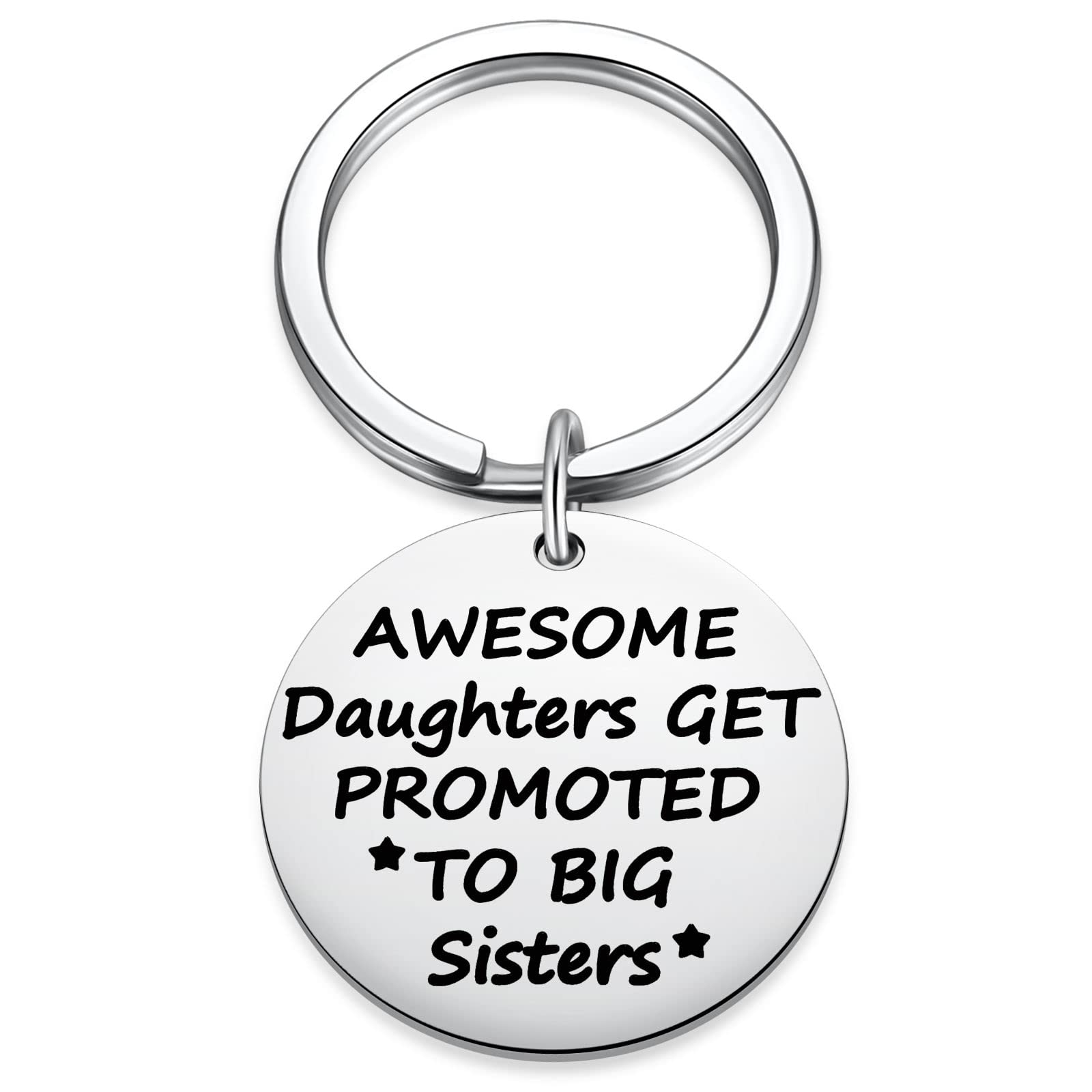 New Big Sister Keychain for Girls - Future Sister Key Chain, 2nd Baby Pregnancy Announcement Gift, Sibling Reveal Present for Toddlers & Kids | Perfect for Gender Reveal Parties, Baby Showers & New Big Sister Celebrations