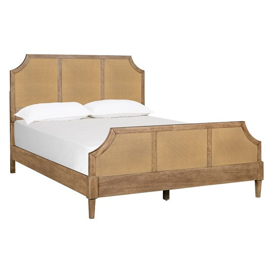Salina Woven Cane Queen Size Platform Bed Frame - Rattan Headboard & Sturdy Wooden Slat Support - Perfect for Boho, Coastal & Farmhouse Bedroom Decor