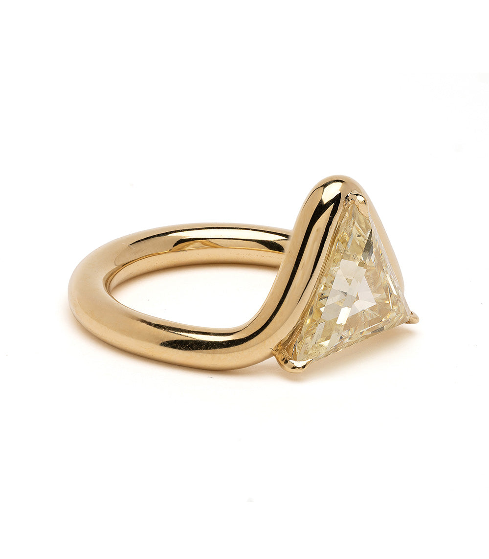 Aura Yellow Triangle Diamond Engagement Ring for Women – Unique Vintage Style Wedding Band, 14K Gold Plated Solitaire Promise Ring – Perfect for Proposals, Anniversaries & Special Occasions