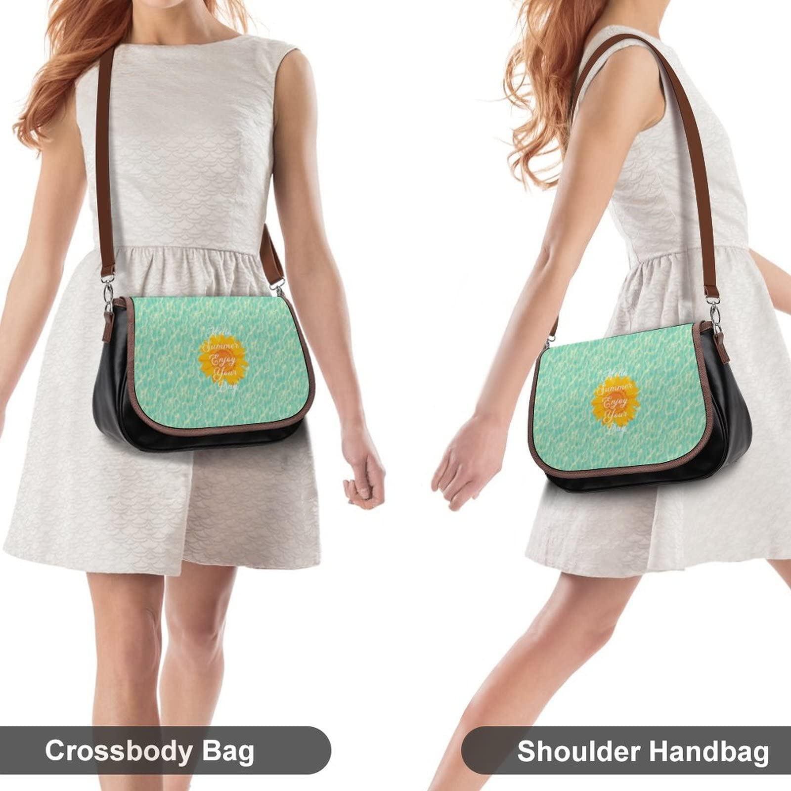 Stylish Printed Leather Crossbody Bags for Women - Fashion Shoulder Messenger Satchel Purse with Sunflower Design | Perfect for Summer Outings, Travel & Daily Use