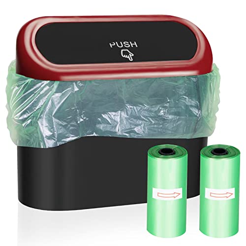 Leakproof Car Trash Can with Lid & 60 Trash Bags - Mini Car Garbage Bin Organizer for Sedan, SUV, Truck | Portable Dustbin for Office, Home & Travel Accessories