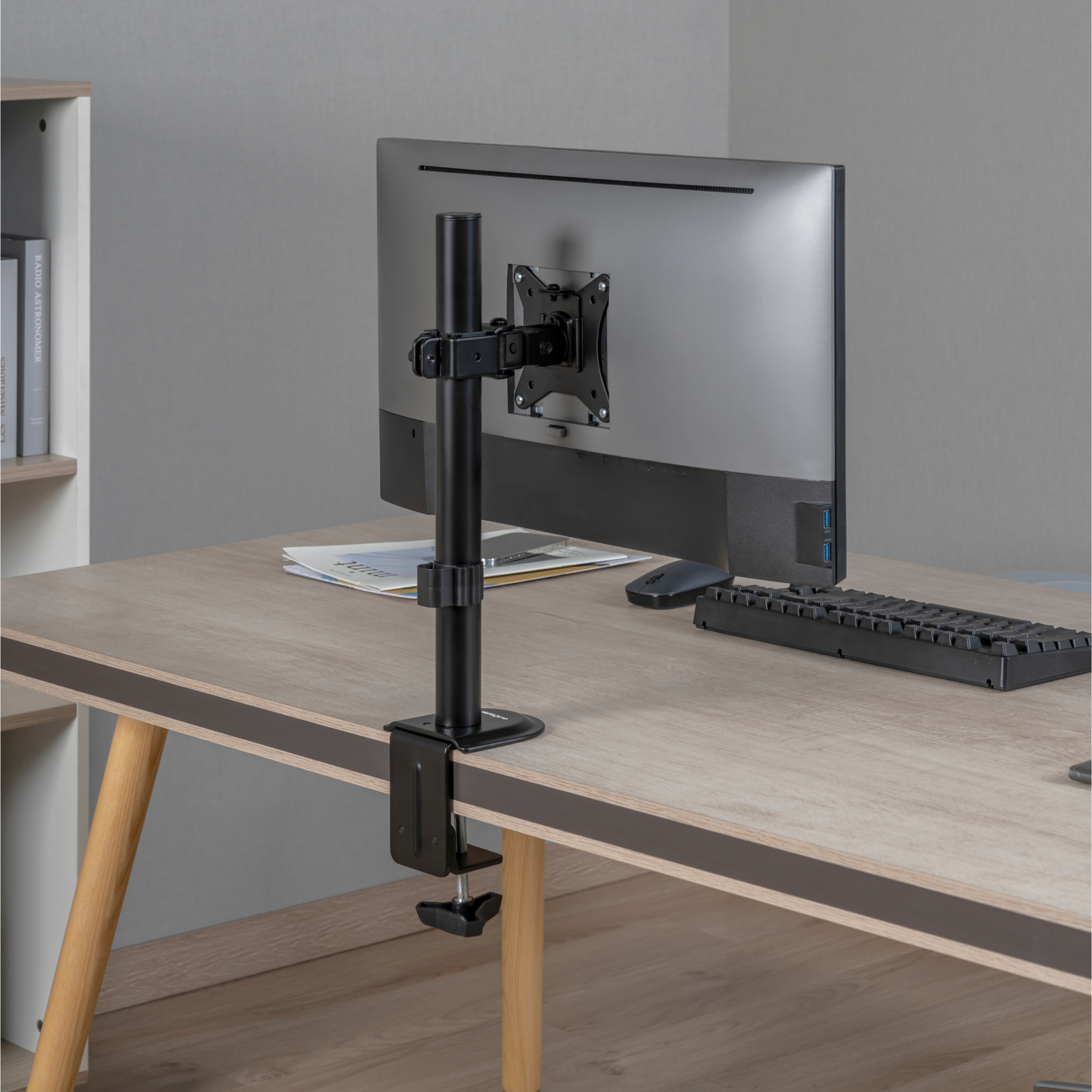 Outshine Gaming Single Monitor Mount - Adjustable VESA Desk Stand for 17-32 inch Screens - Perfect for Home Office, Gaming Setup & Workstation Ergonomics