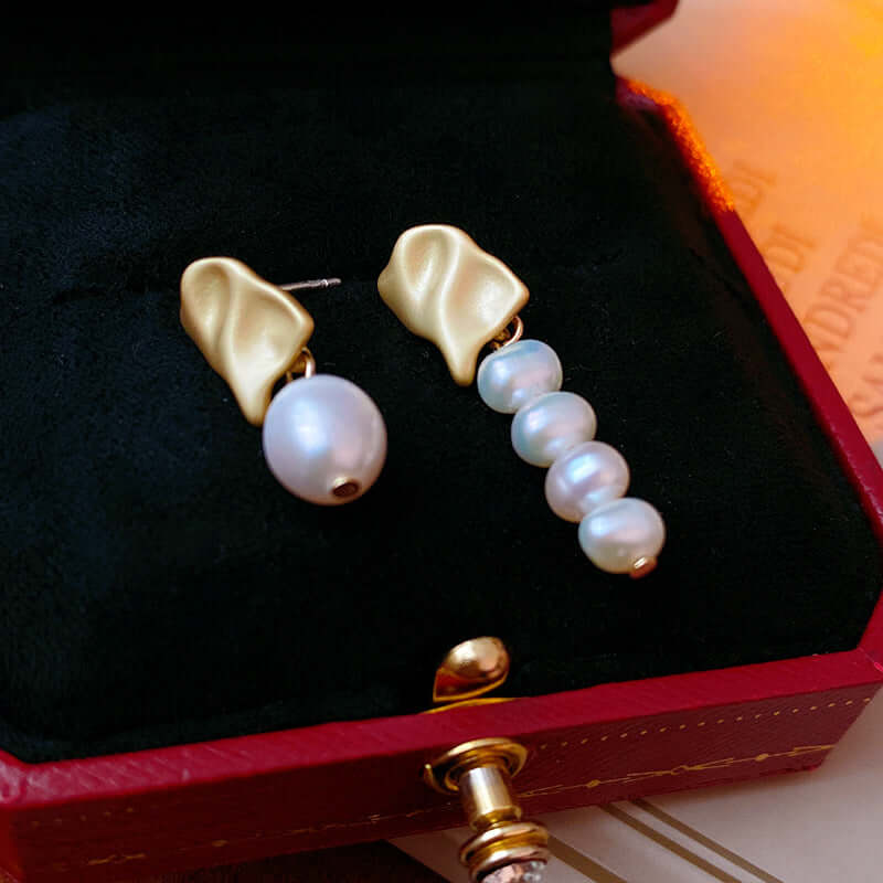 Vintage Irregular Mismatched Pearl Dangle Earrings for Women | Boho Chic Handmade Jewelry | Perfect for Weddings, Parties & Everyday Wear | A132
