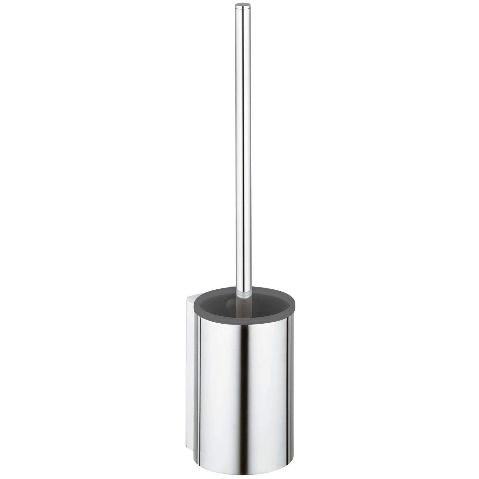 Chrome-Plated Toilet Brush Holder - Modern Bathroom Cleaning Tool for Home & Office Use