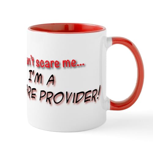 White/Red Inside - You Cant Scare Me Im A Daycare Provider Mugs