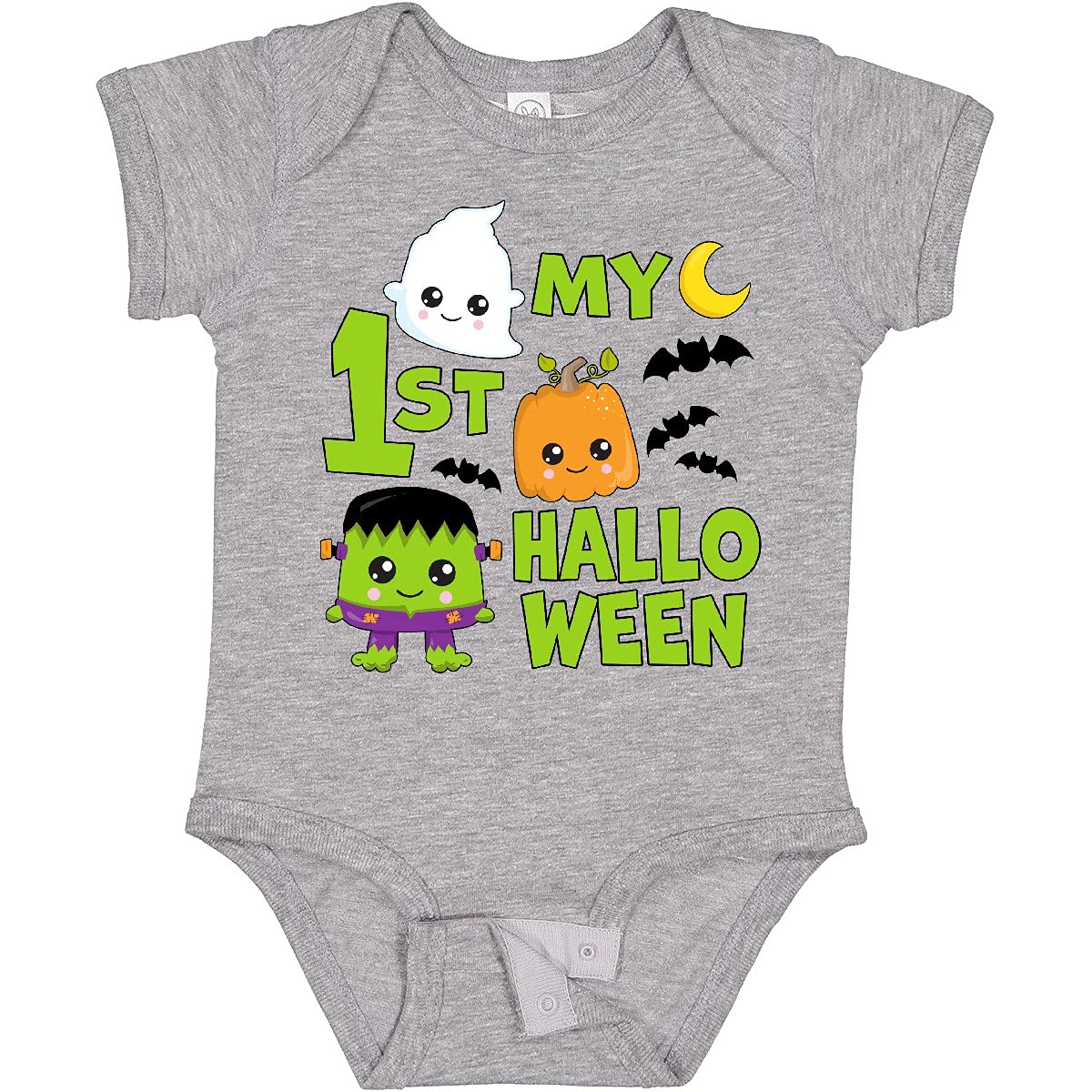 Inktastic My 1st Halloween Baby Bodysuit - Cute Ghost & Pumpkin Design - Soft Cotton Infant Onesie for Halloween Photos, Costume Parties & Family Celebrations