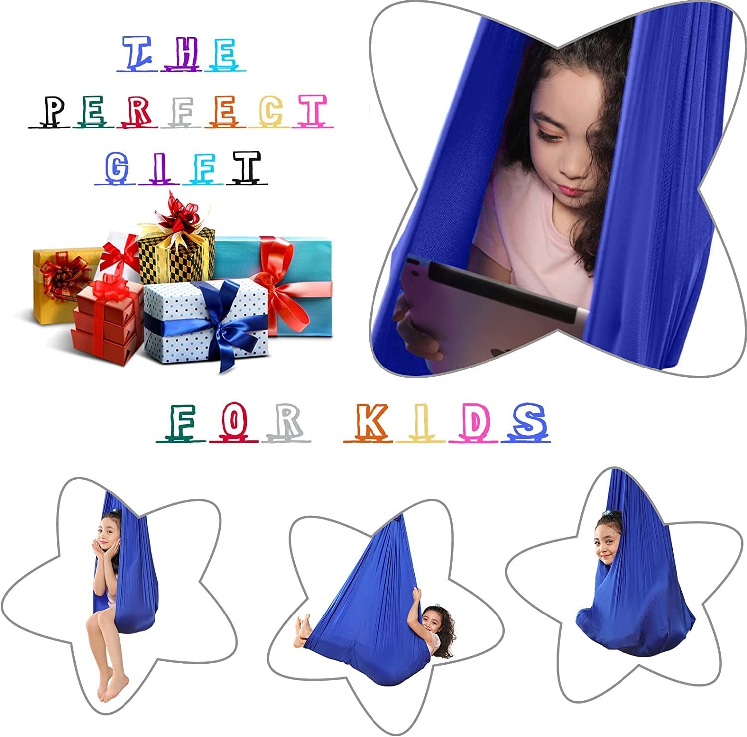 **Therapeutic Sensory Swing for Adults & Kids - Indoor/Outdoor Aerial Yoga Hammock with Calming Effect for Special Needs - Perfect for Relaxation, Therapy & Play**