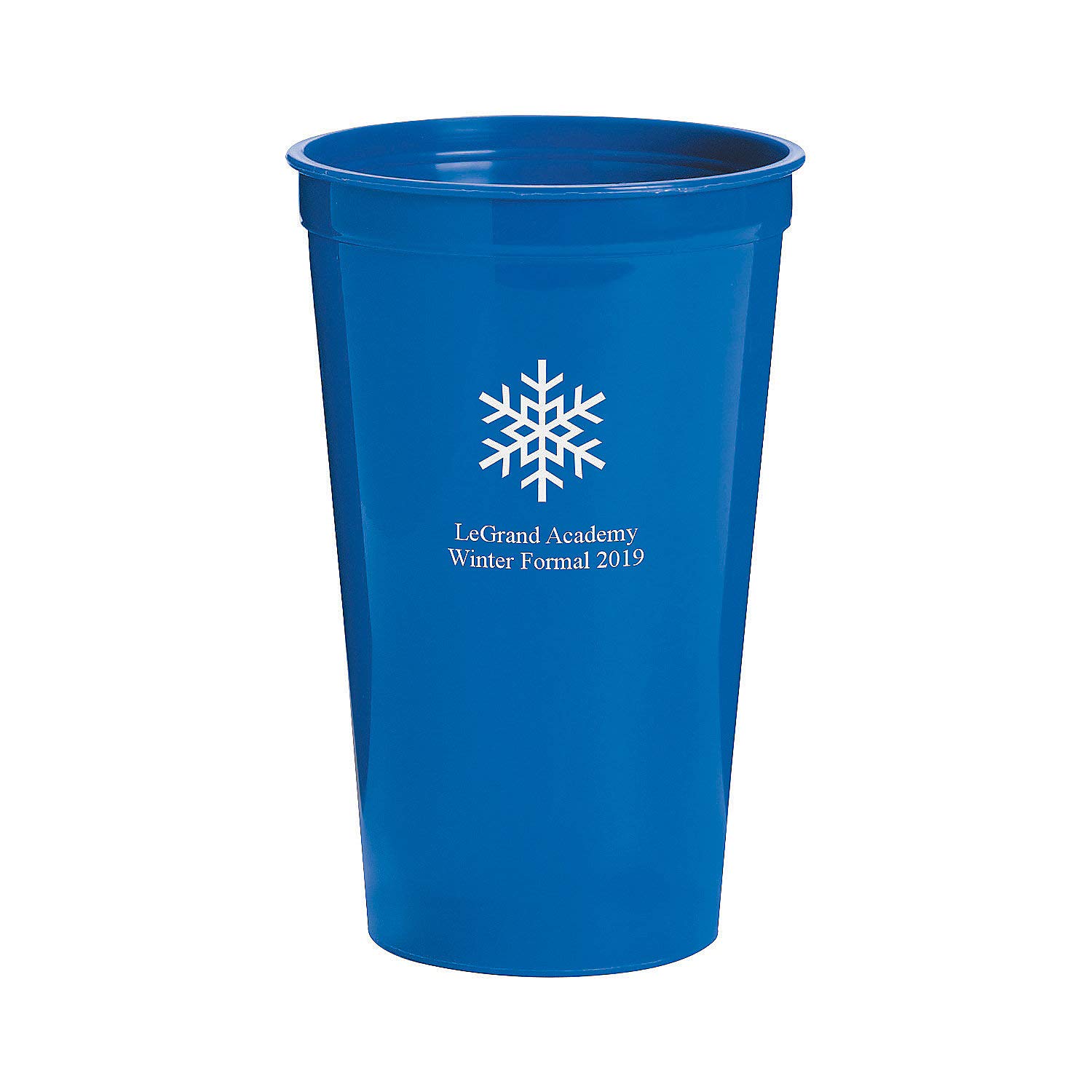 Personalized Blue Winter Wonderland Plastic Tumblers - 50-Piece Party Supplies Set for Christmas, Holiday Celebrations & Themed Events