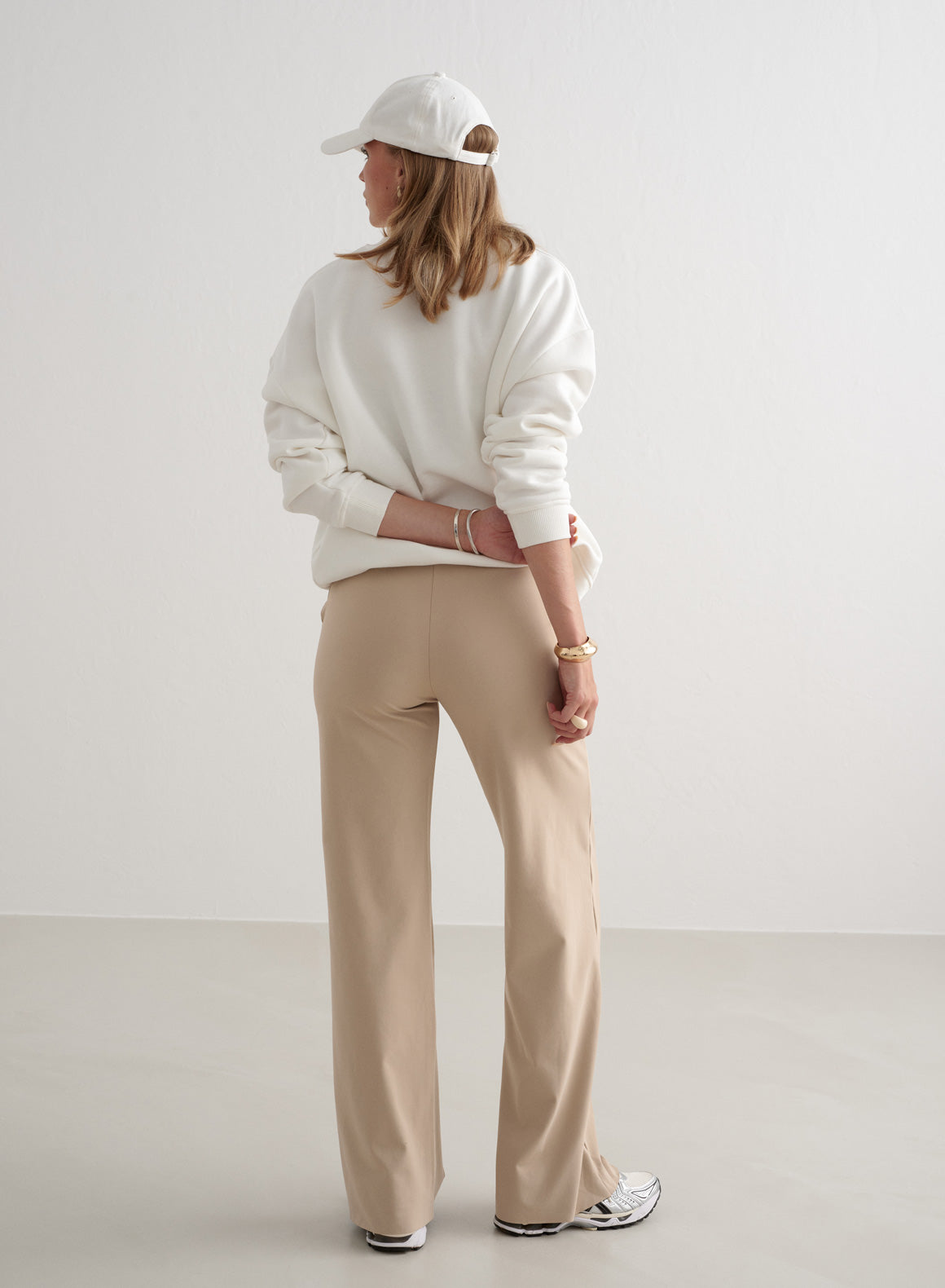 Beige Wide Leg Pants for Women - Comfortable High Waisted Loose Fit Trousers for Casual, Office & Travel | Plus Size Available